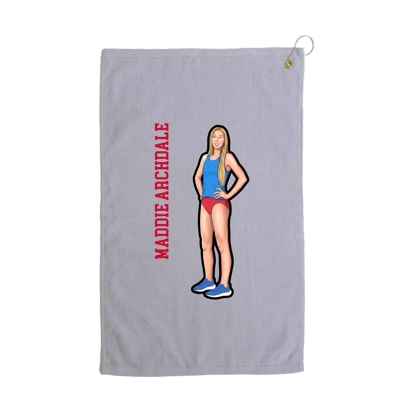 Golf Towel — Name Vertical in Grey