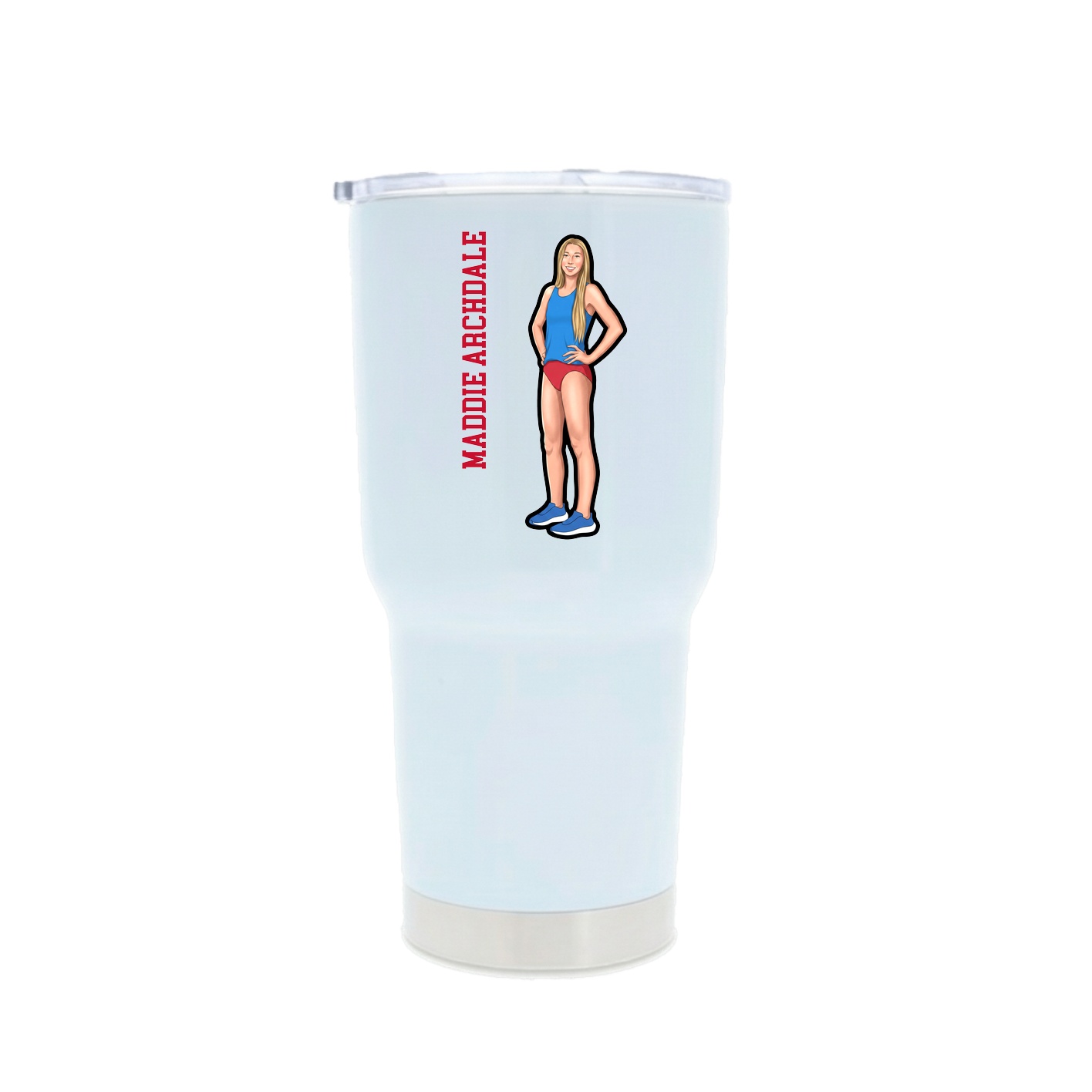 30oz Stainless Steel Tumbler — Name Vertical in White