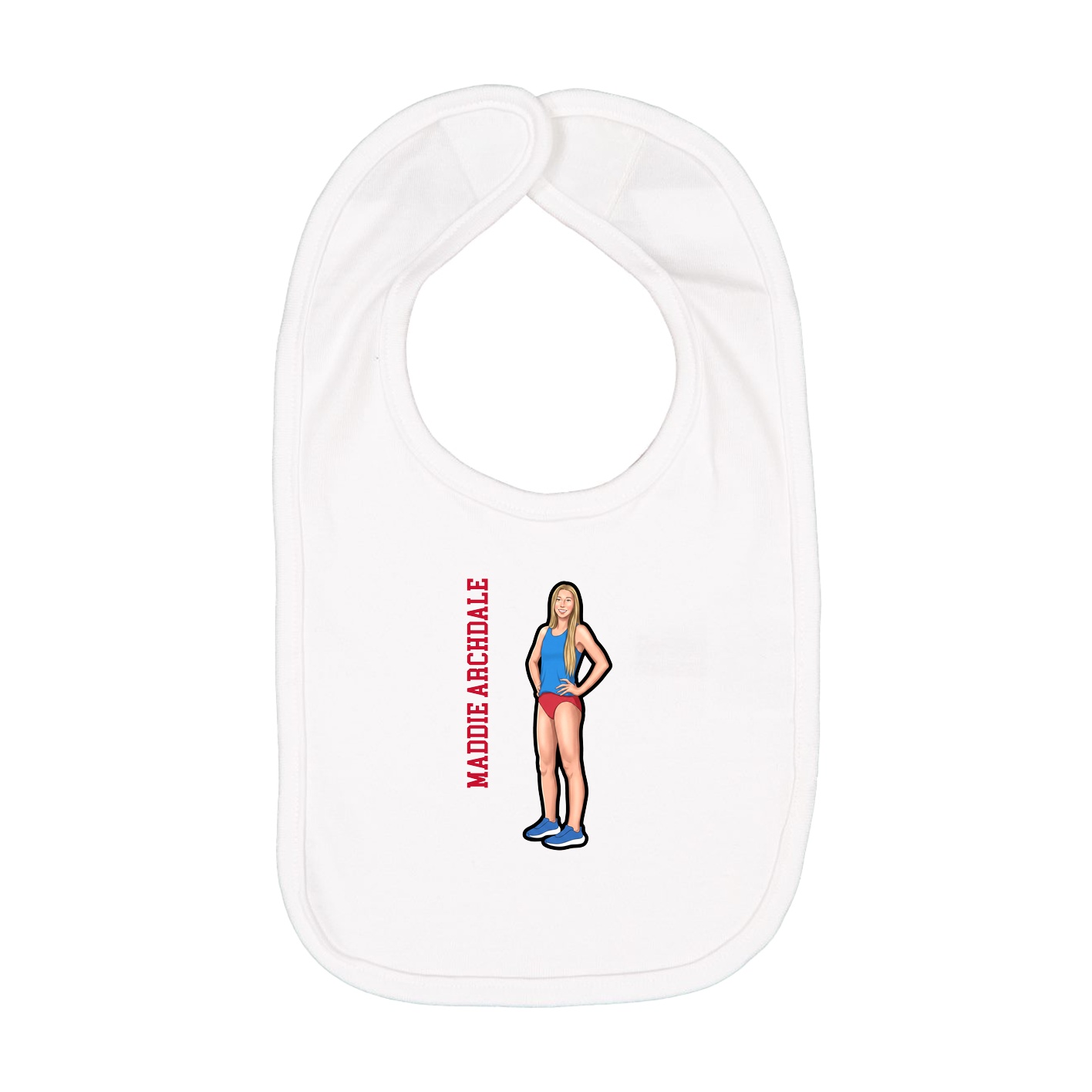 Infant Bib — Name Vertical in White