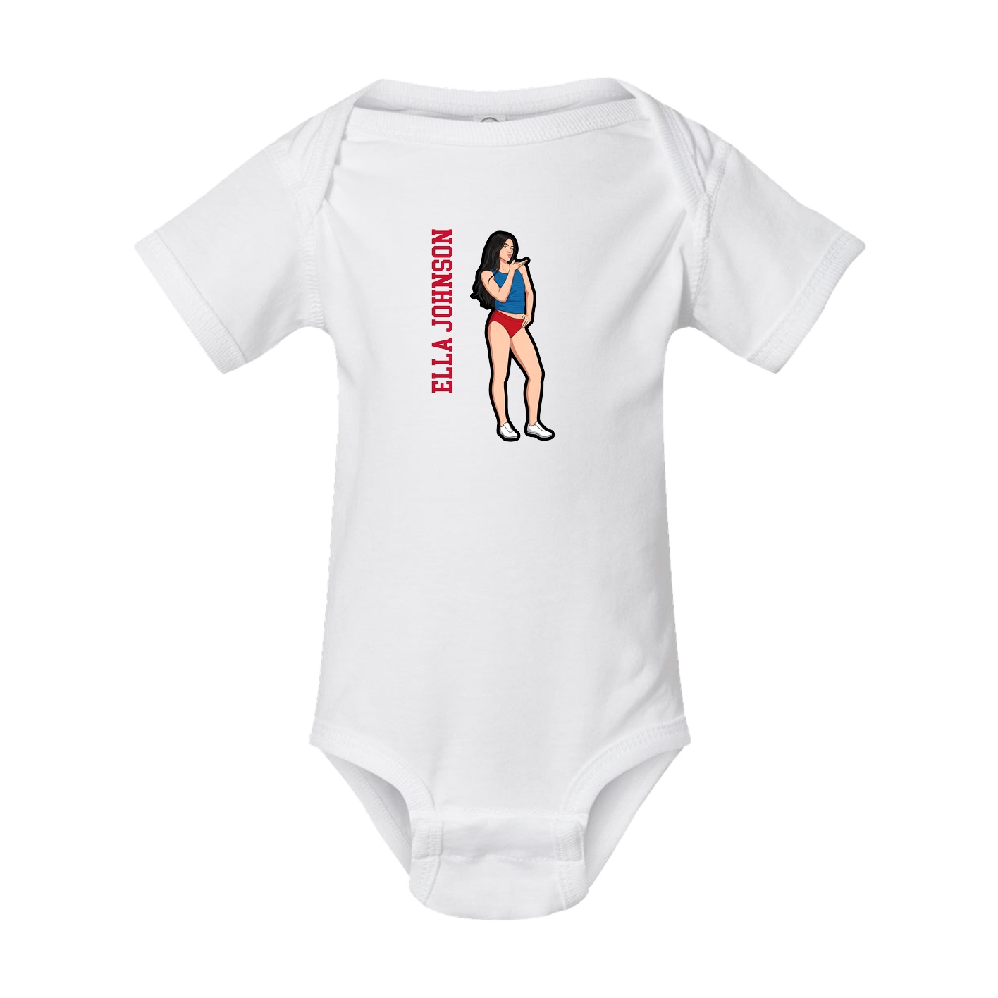 Baby Onesie — Name Vertical in White