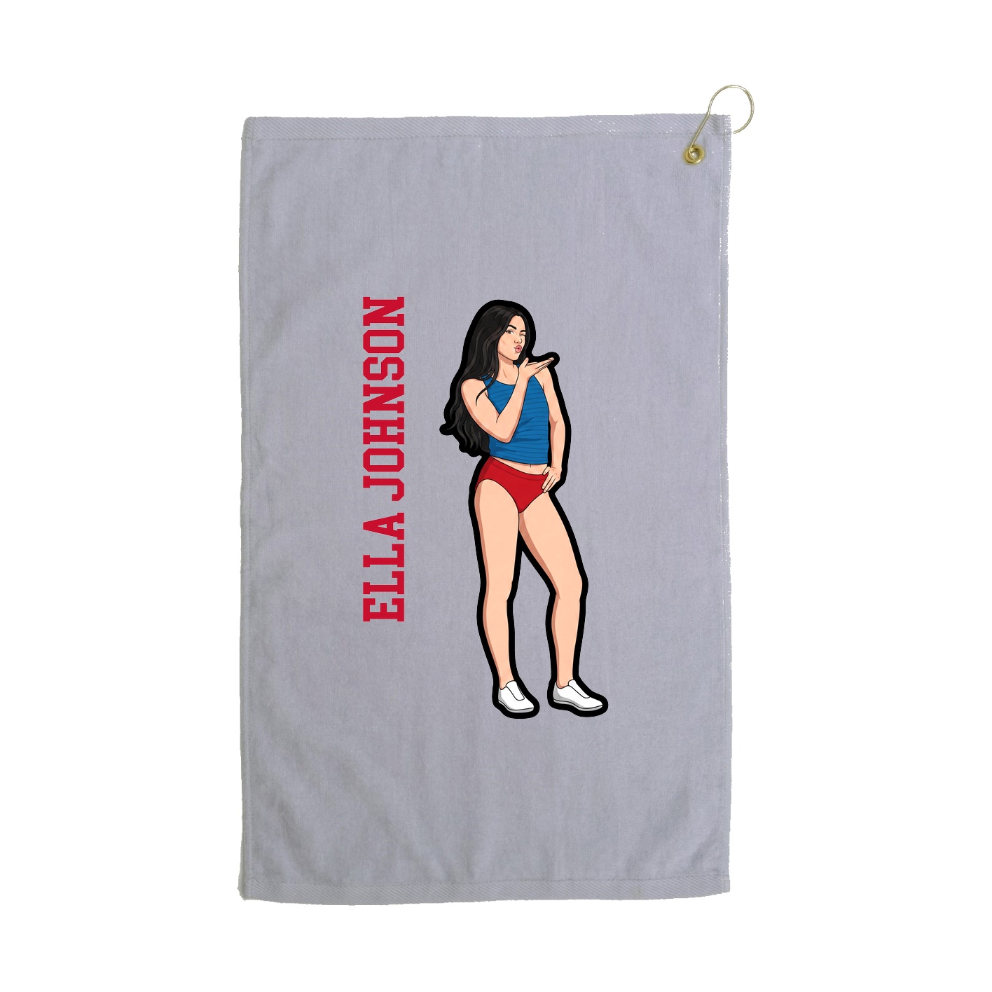 Golf Towel — Name Vertical in Grey