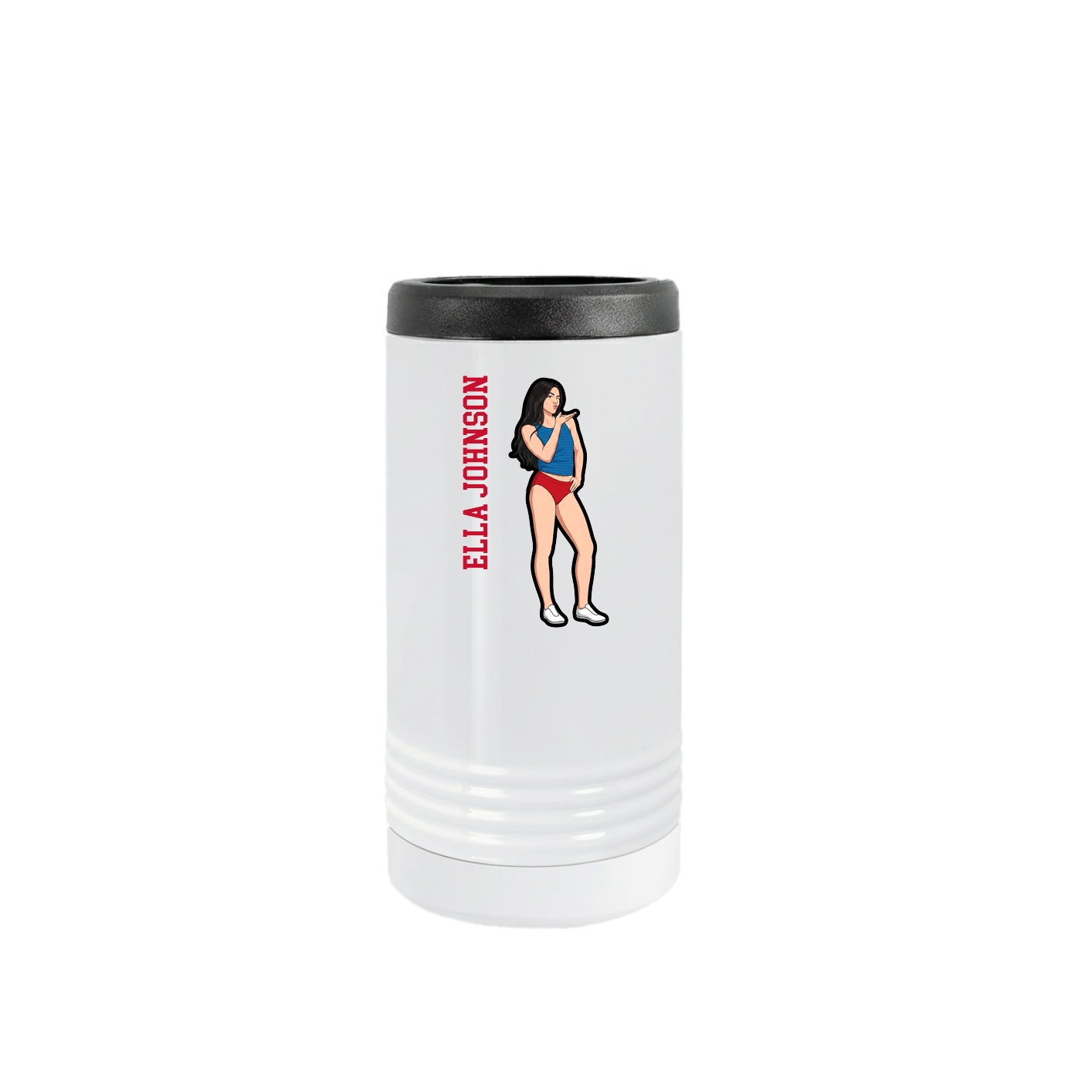 Slim Beverage Holder — Name Vertical in White