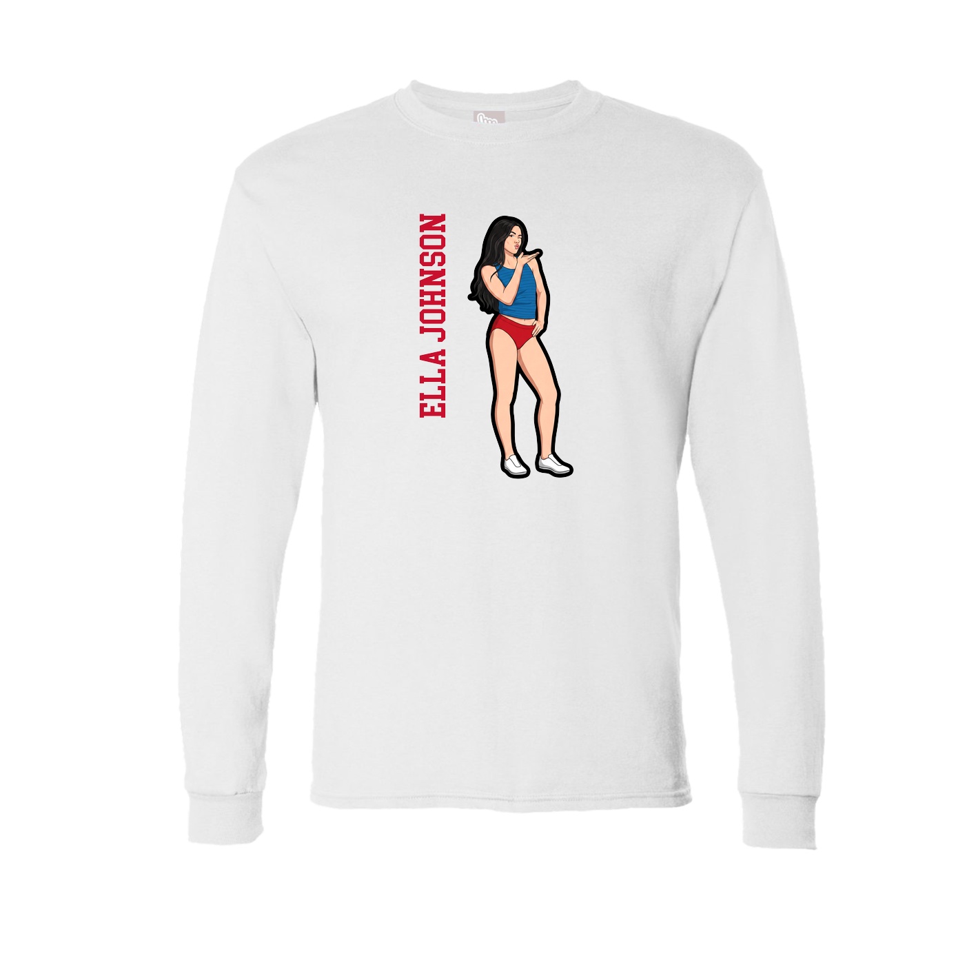 Long Sleeve Tee — Name Vertical in White
