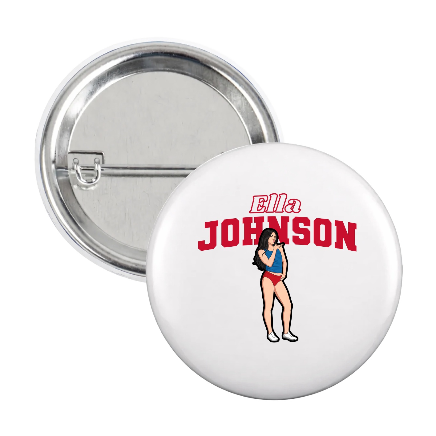 Game Day Button — Name Arch in White