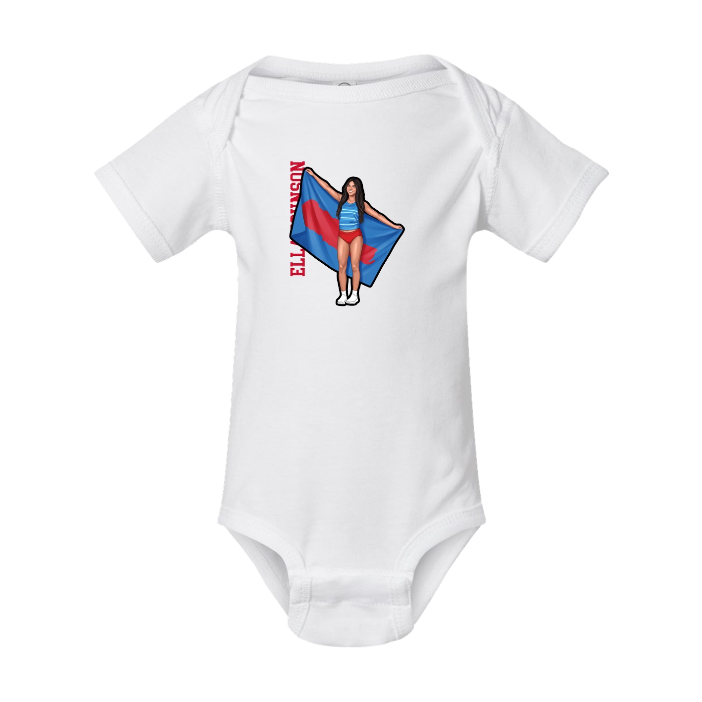 Baby Onesie — Name Vertical in White