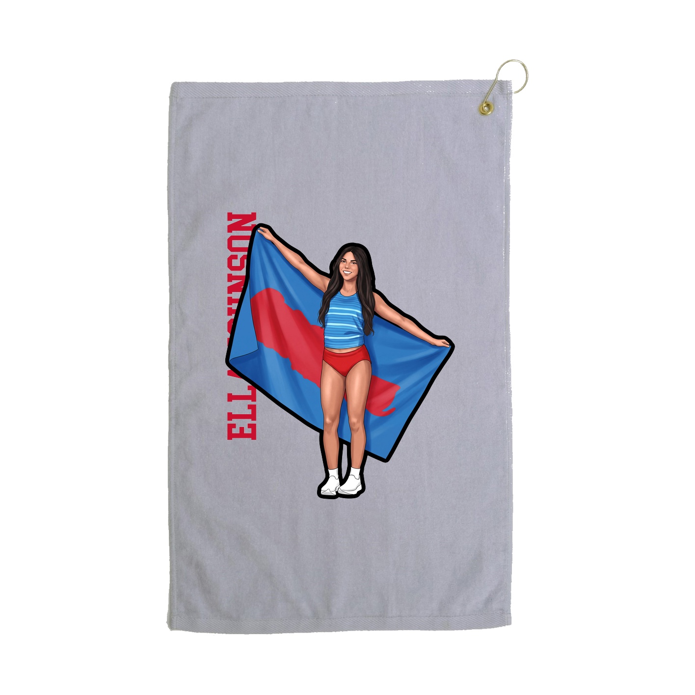 Golf Towel — Name Vertical in Grey