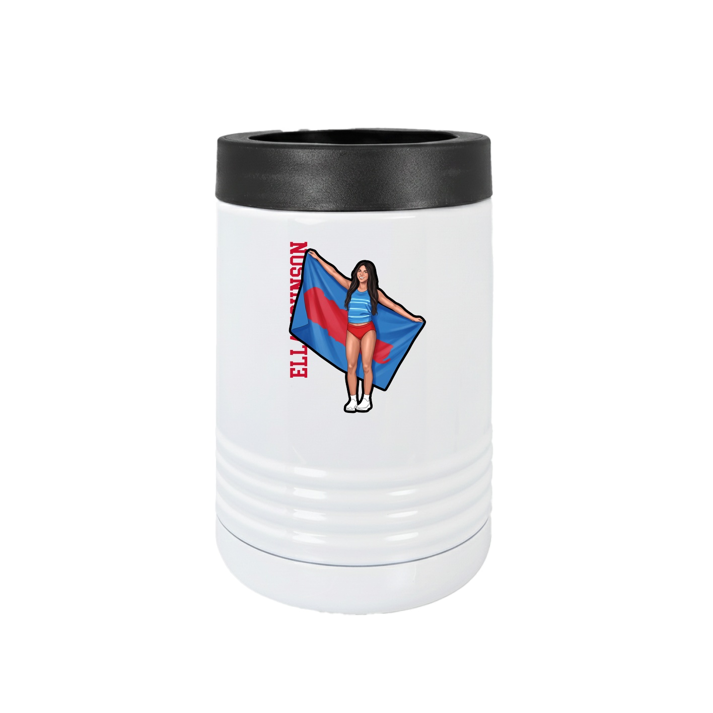 Beverage Holder — Name Vertical in White