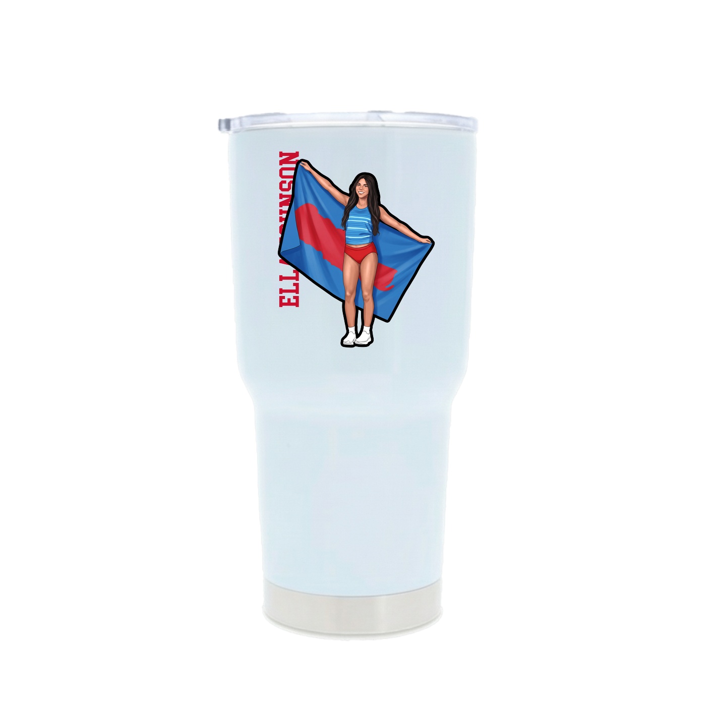 30oz Stainless Steel Tumbler — Name Vertical in White