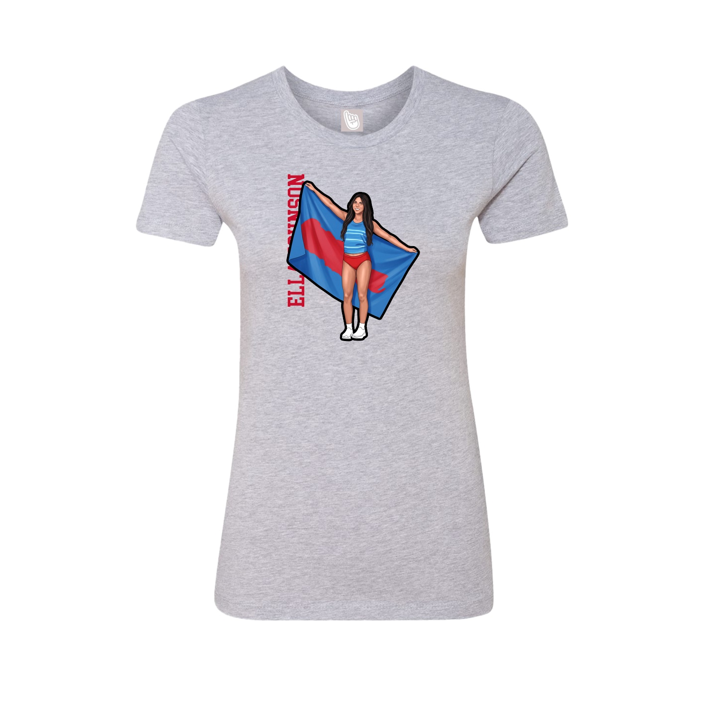Fitted Women's Tee — Name Vertical in Grey