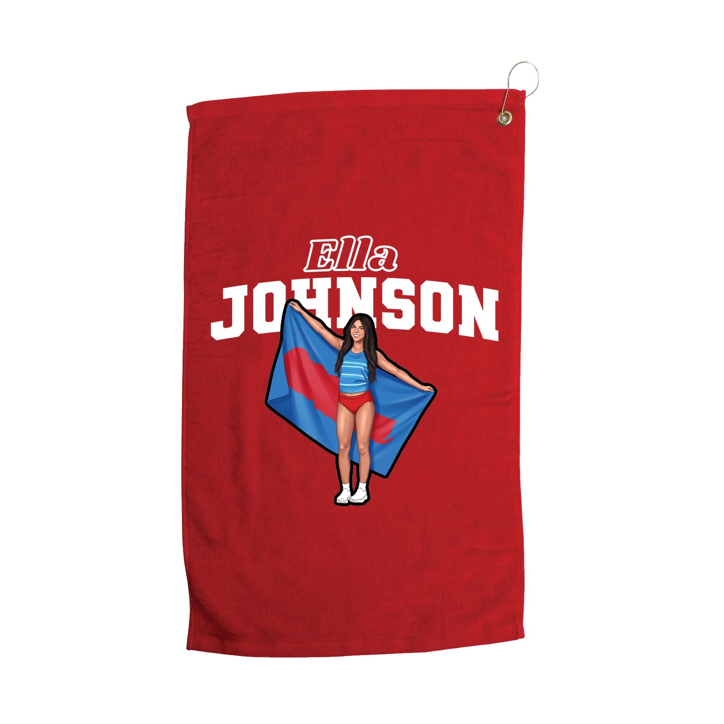 Golf Towel — Name Arch in Red