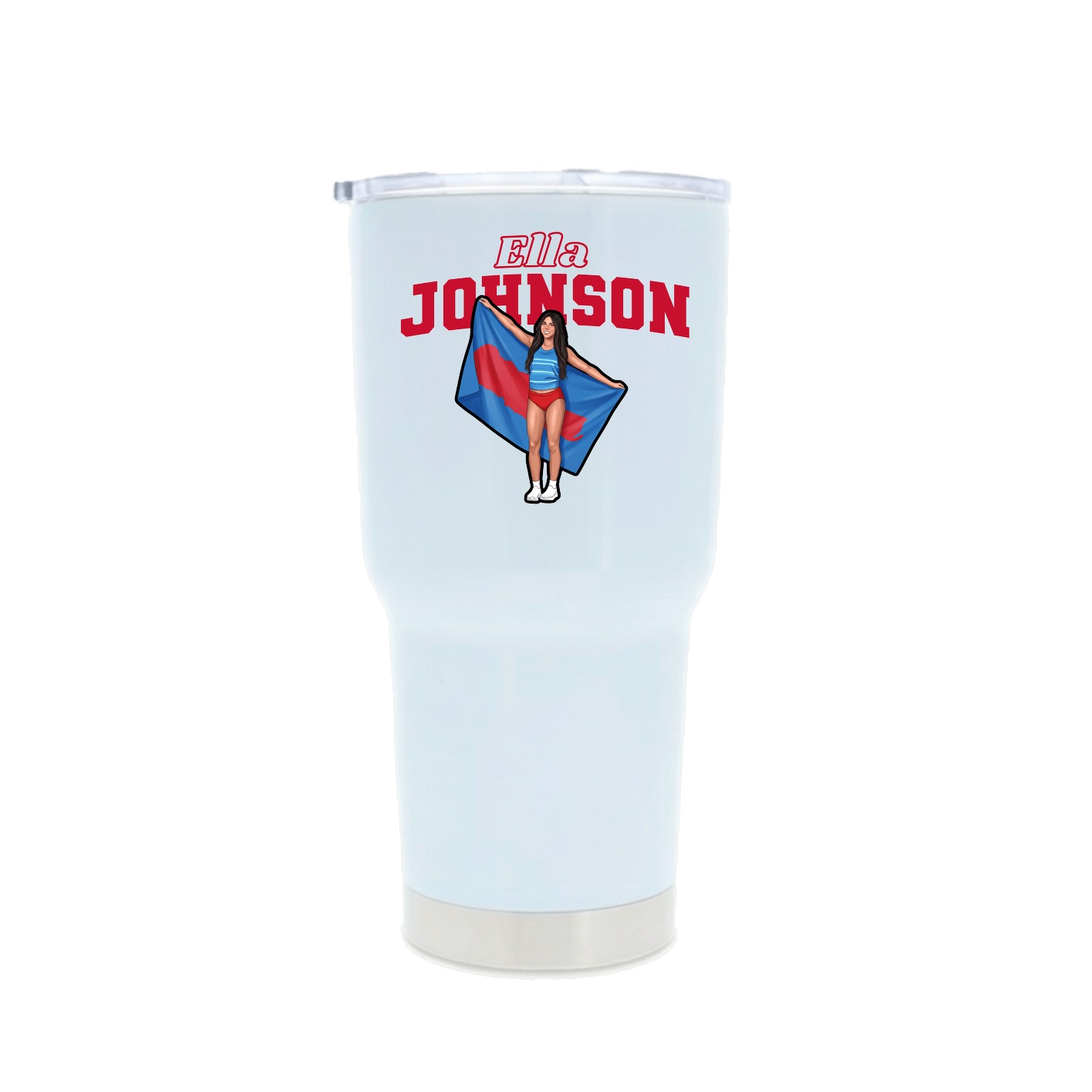 30oz Stainless Steel Tumbler — Name Arch in White