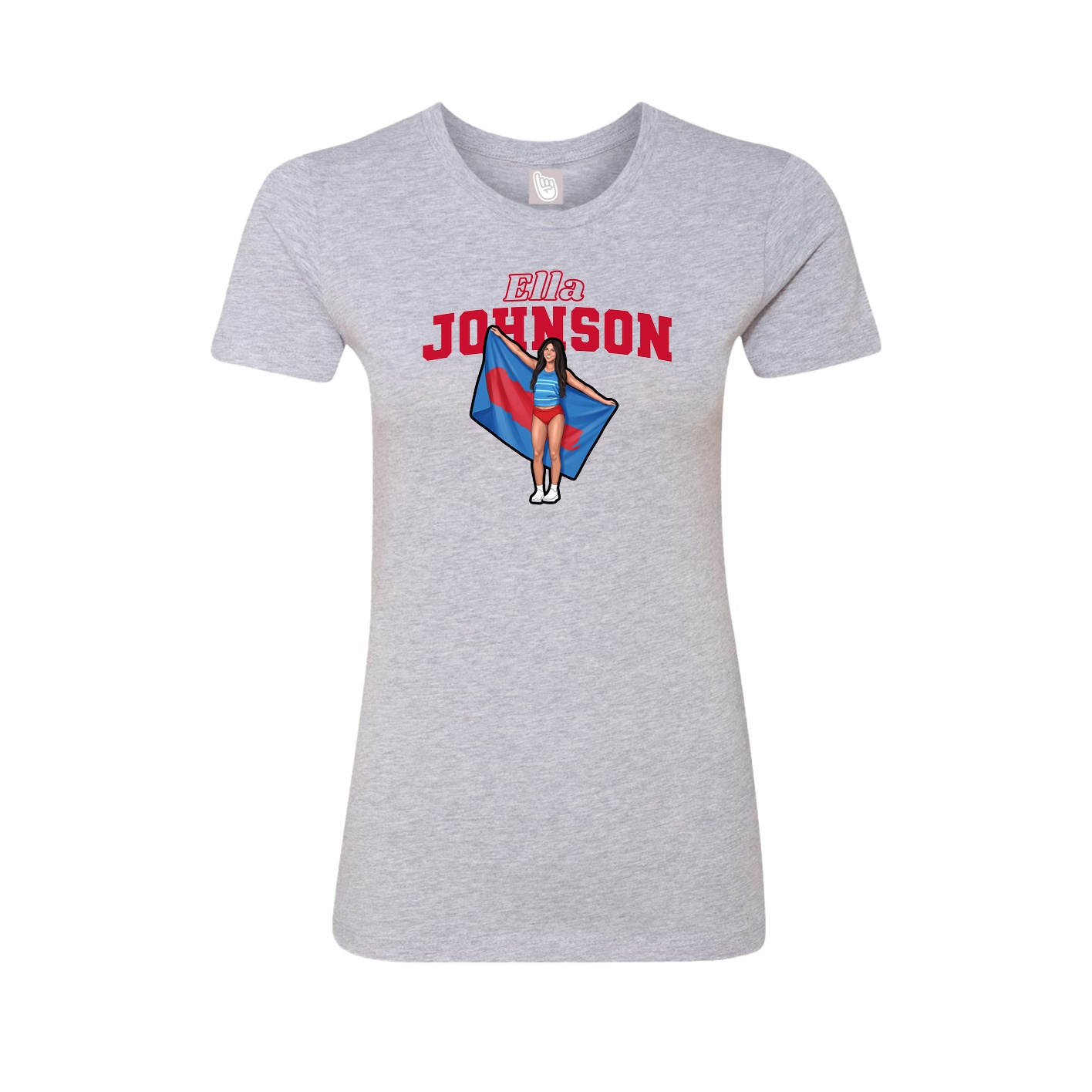 Fitted Women's Tee — Name Arch in Grey