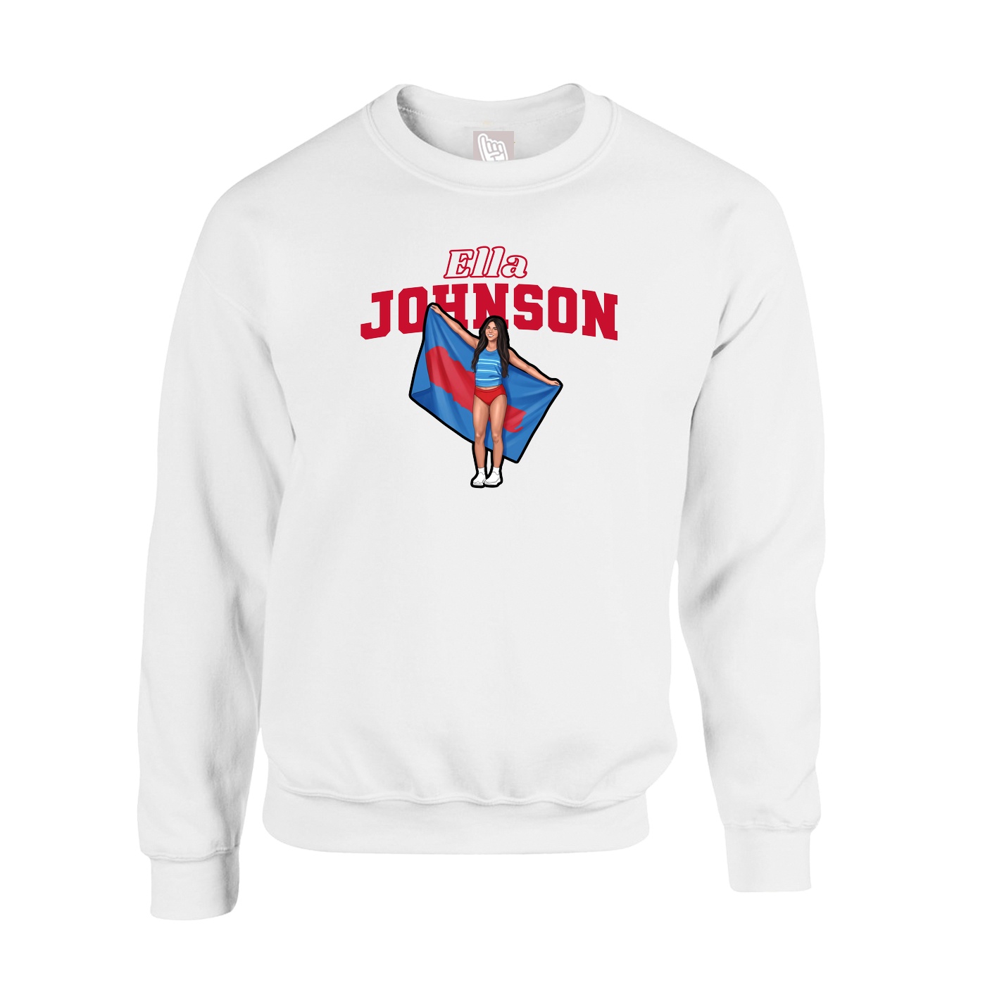 Fleece Crew — Name Arch in White