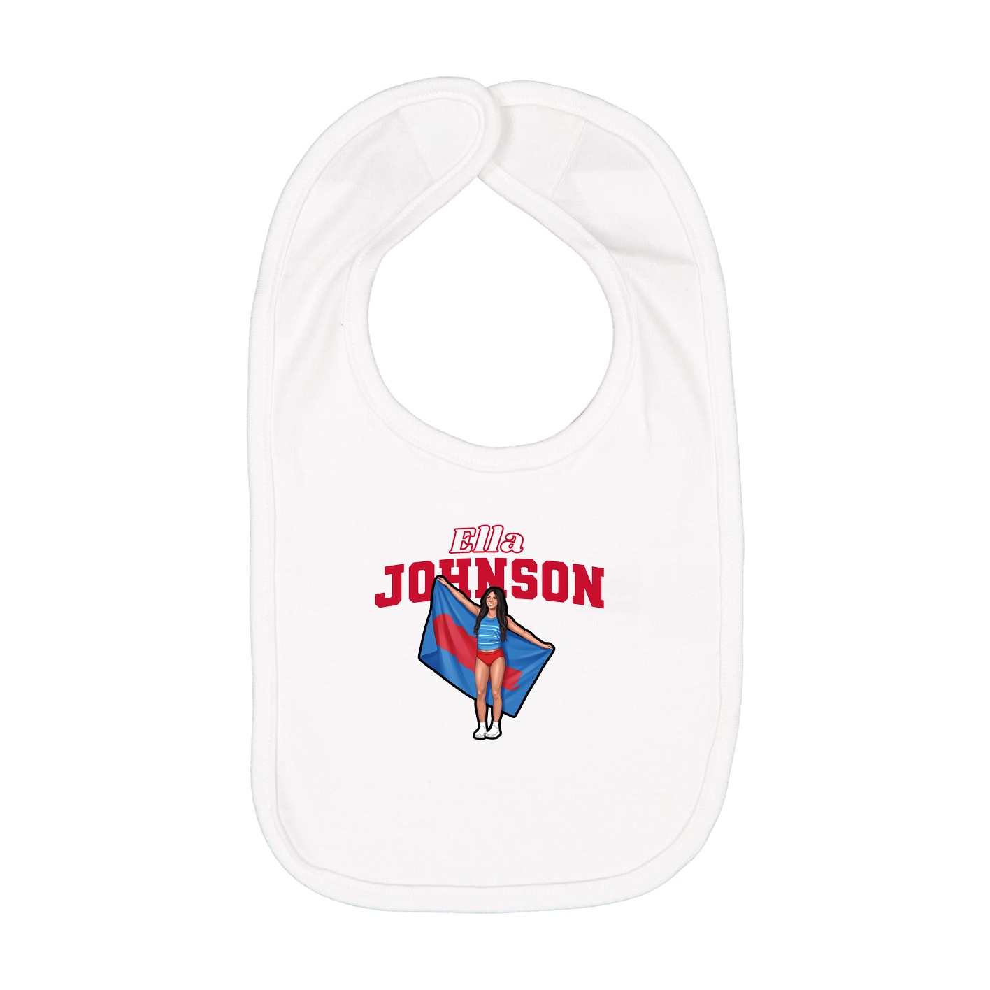 Infant Bib — Name Arch in White