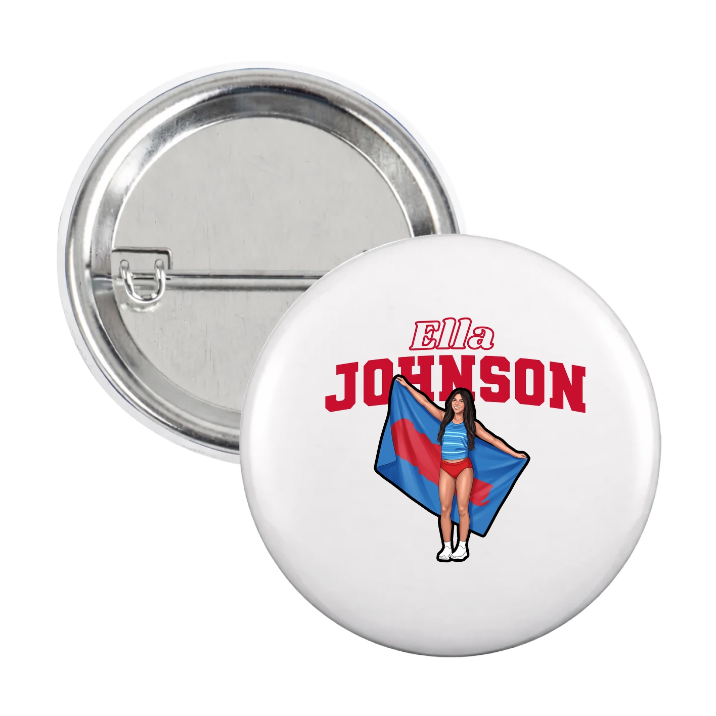 Game Day Button — Name Arch in White