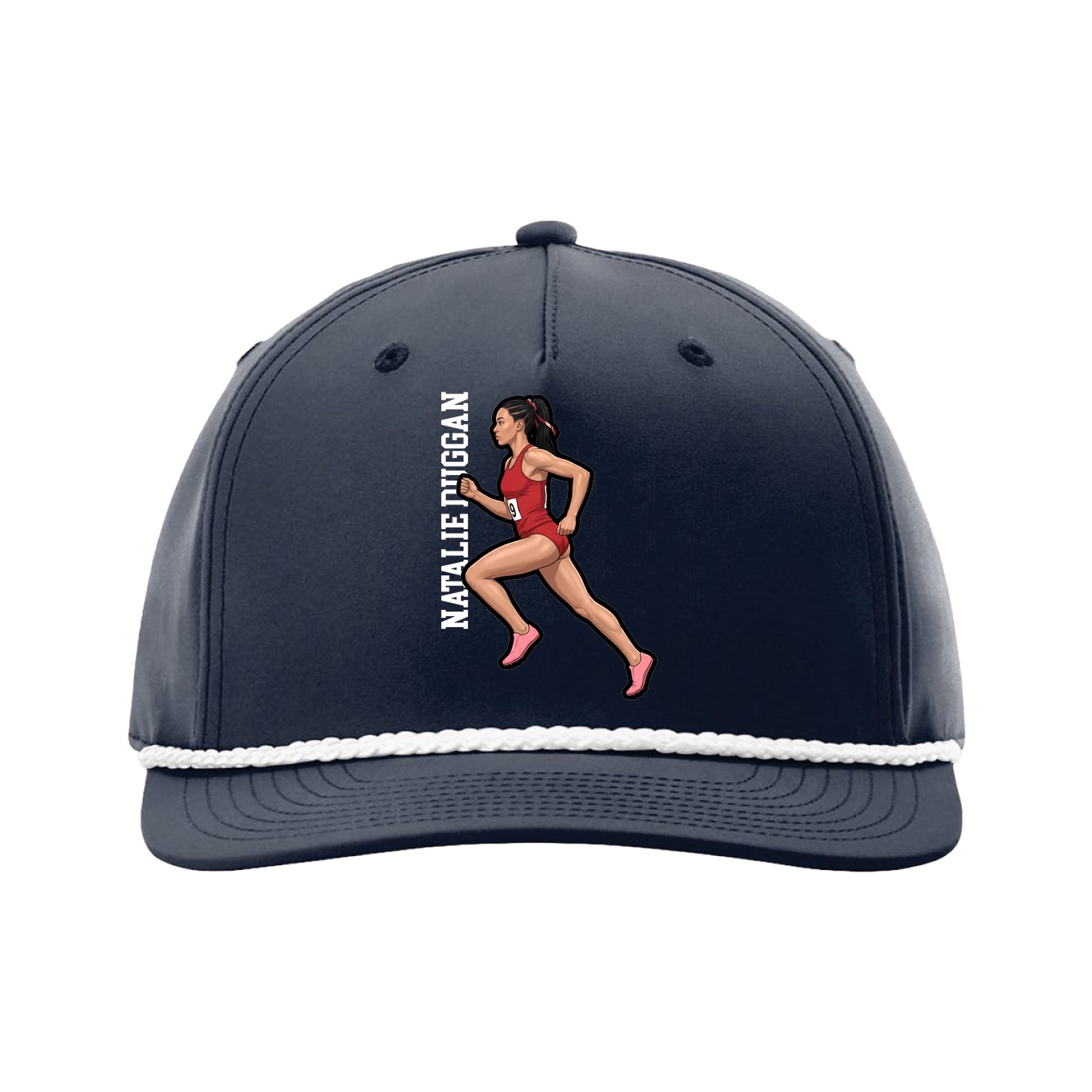 Five-Panel Classic Rope Cap — Name Vertical in Navy