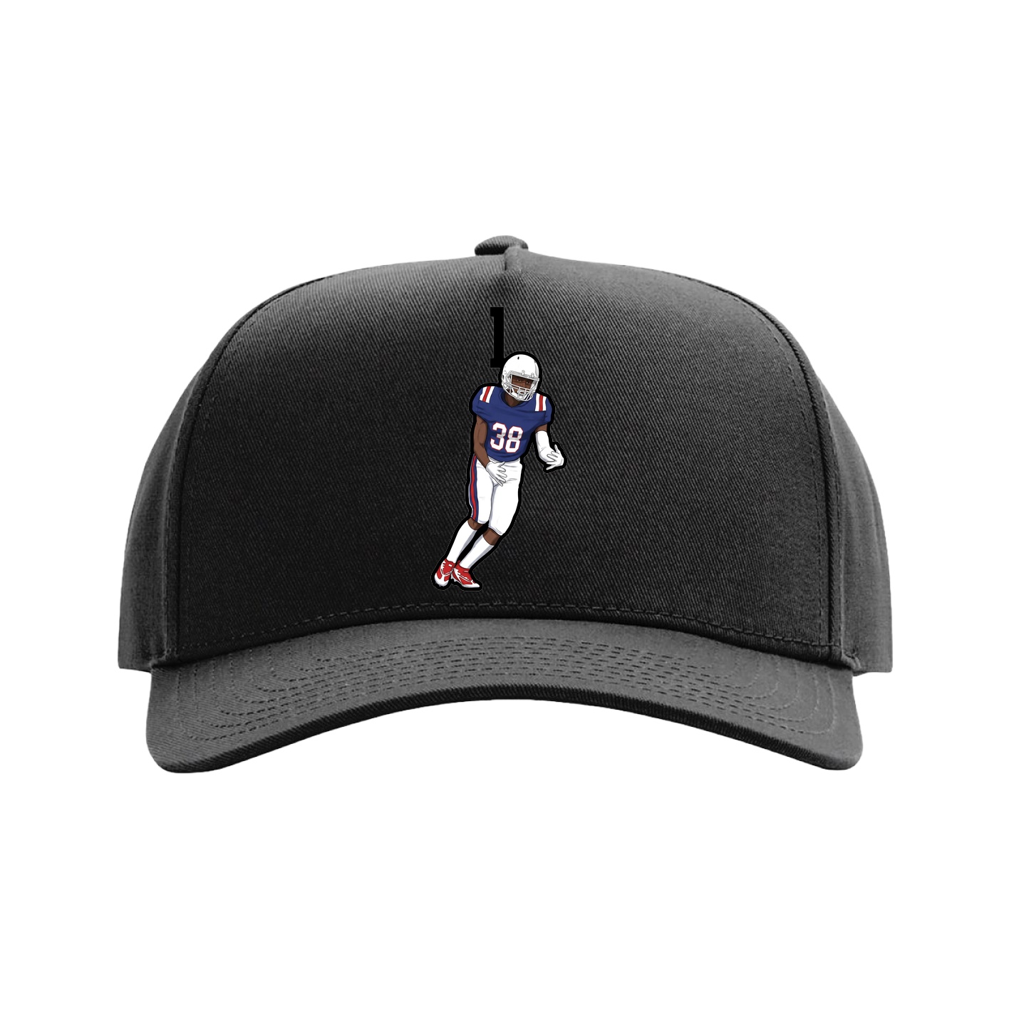 Full Fabric Five-Panel Champ Cap — Number Top in Black