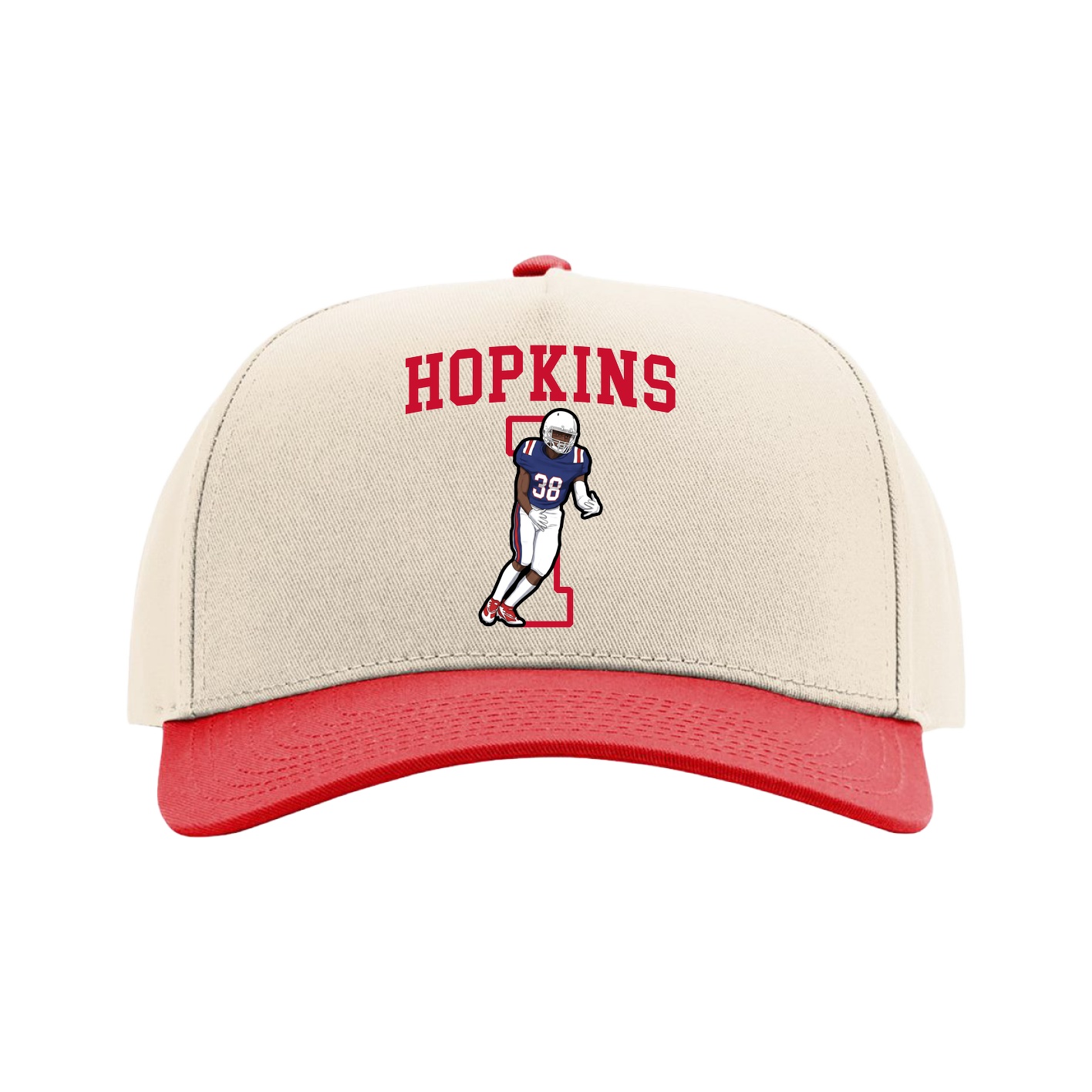 Full Fabric Five-Panel Champ Cap — Shirsey in Cream/Red