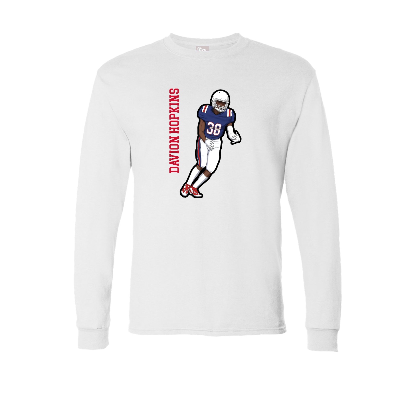 Long Sleeve Tee — Name Vertical in White