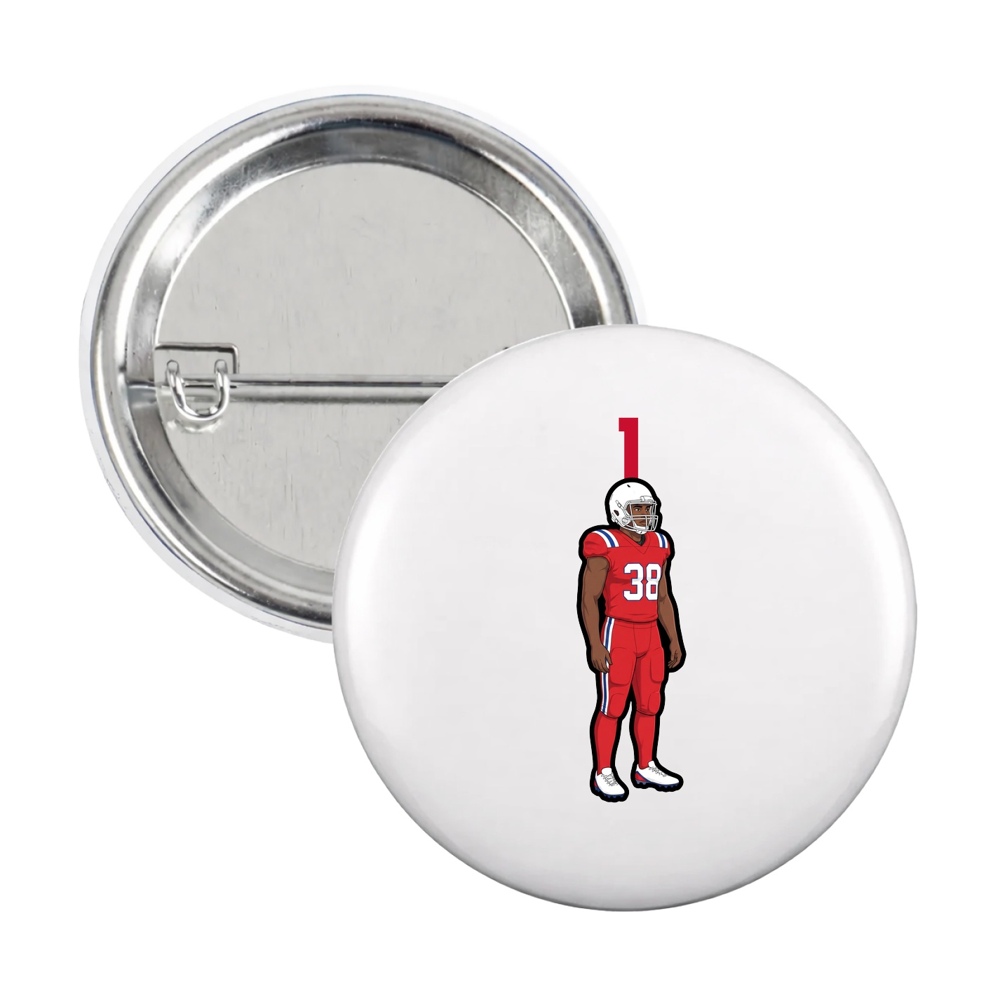 Game Day Button — Number Top in White