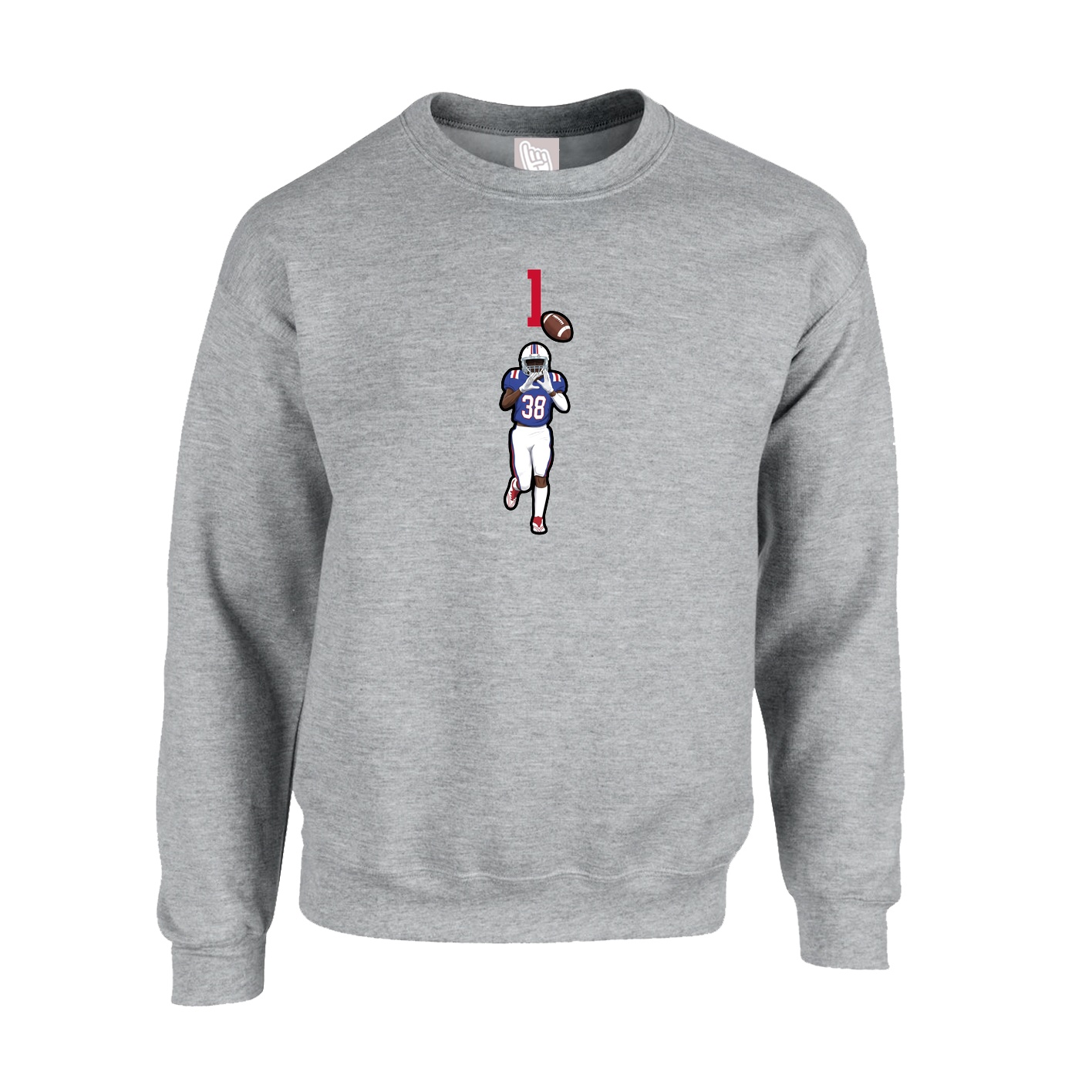 Fleece Crew — Number Top in Grey