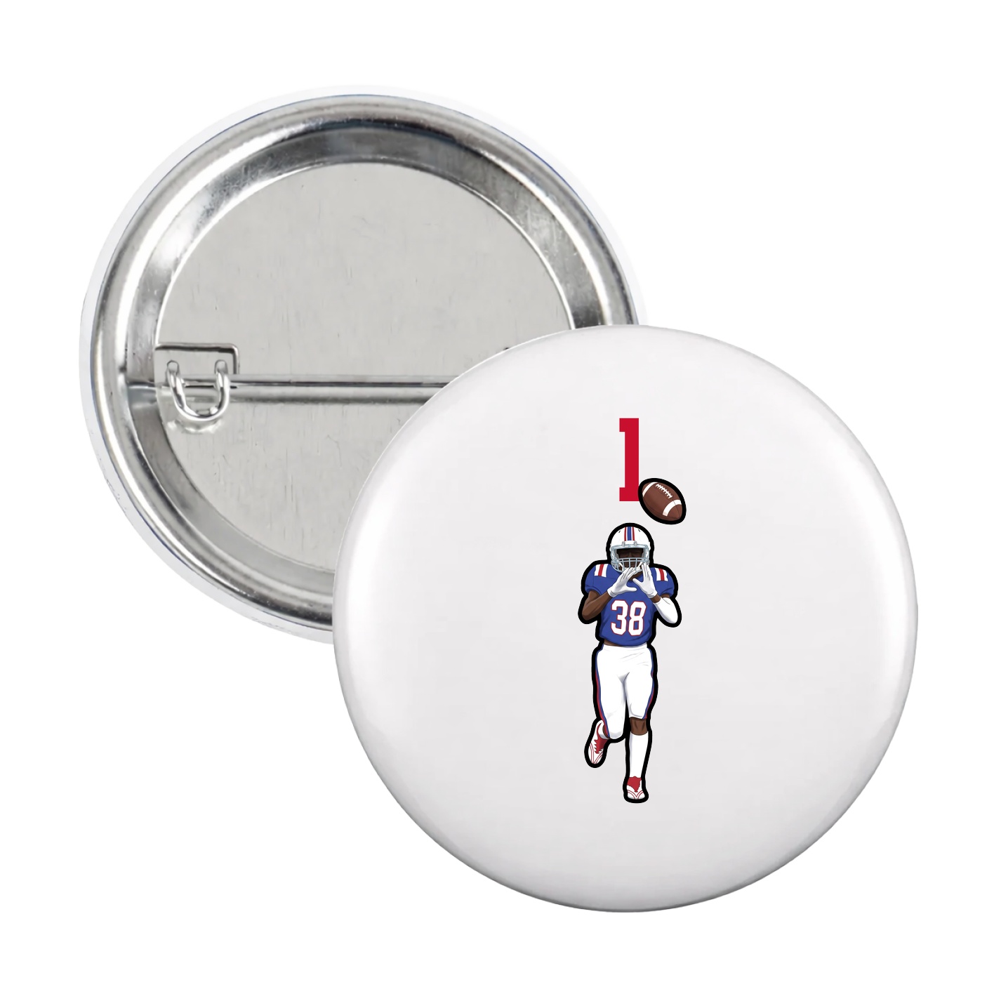 Game Day Button — Number Top in White