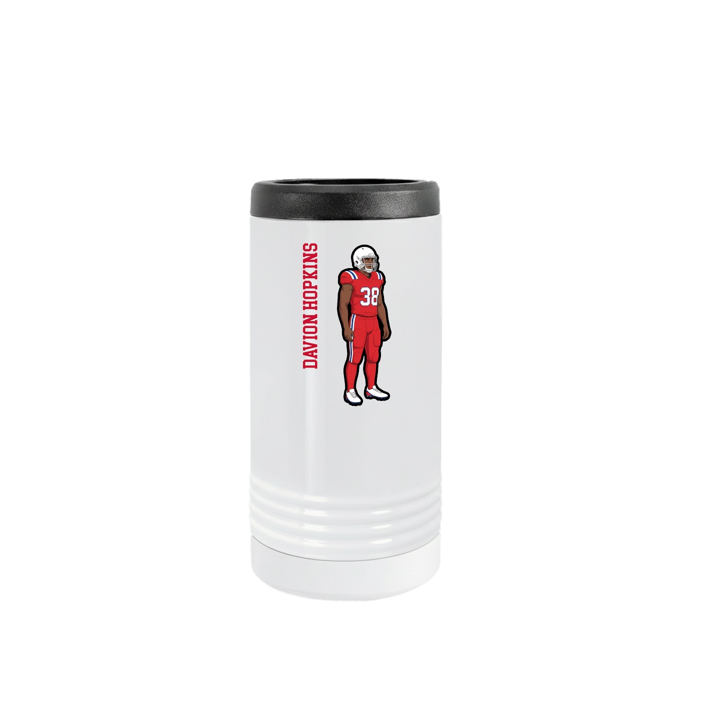 Slim Beverage Holder — Name Vertical in White