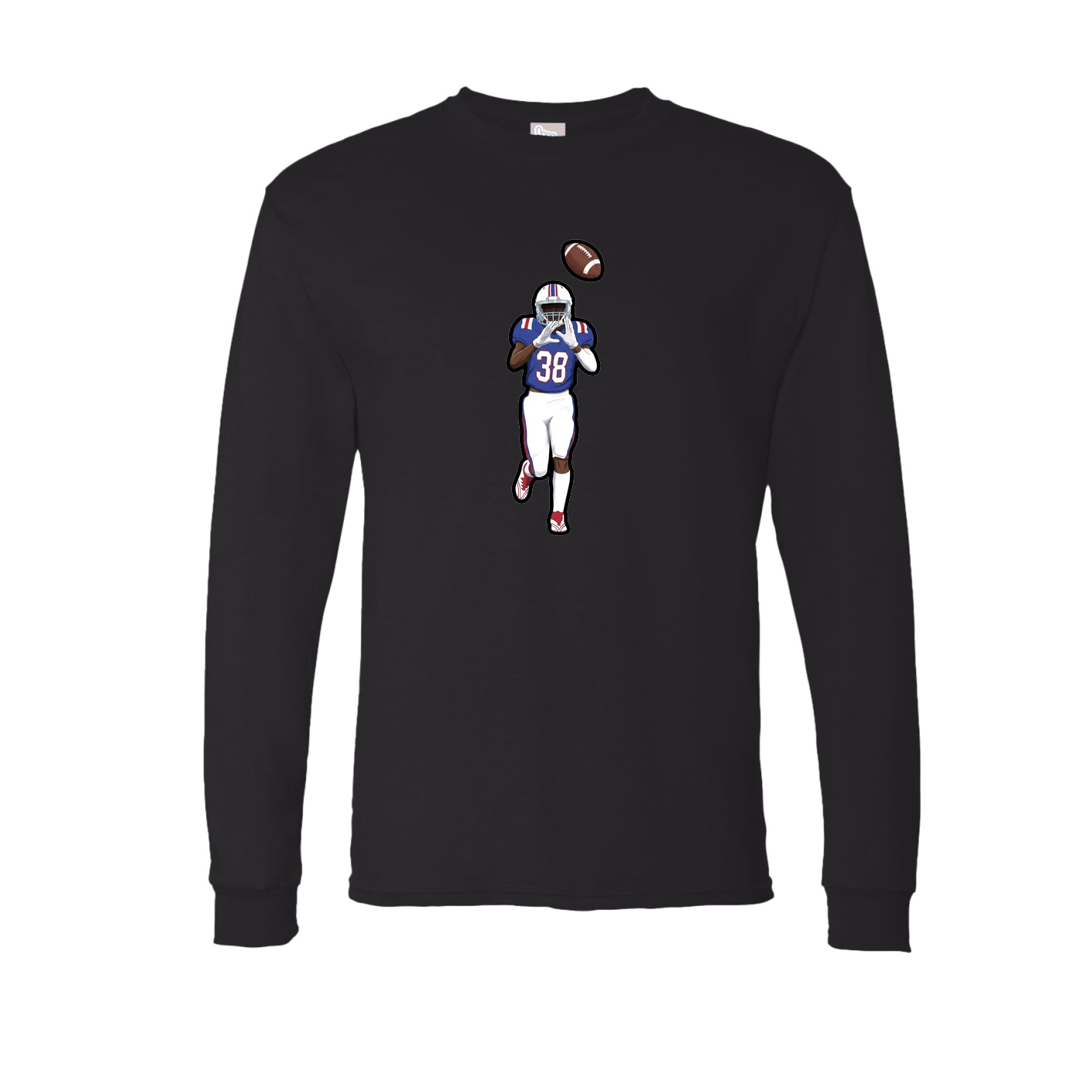 Long Sleeve Tee — Name Vertical in Black