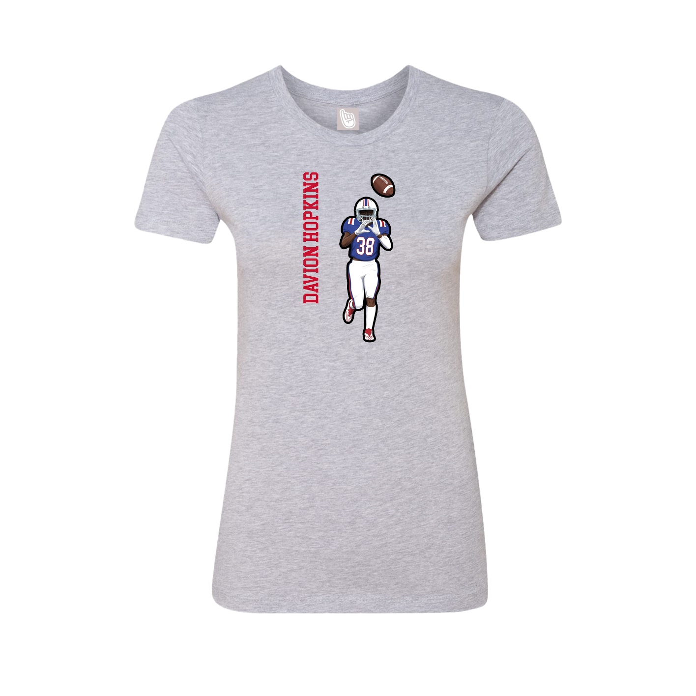 Fitted Women's Tee — Name Vertical in Grey