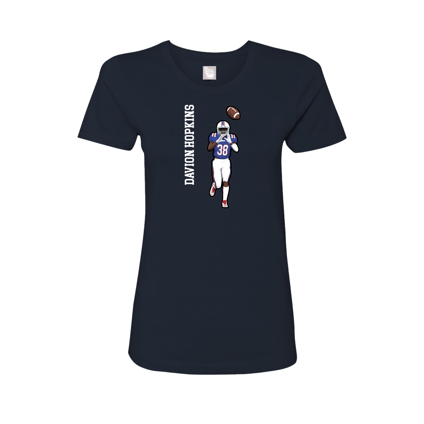Womens Tee — Name Vertical in Navy