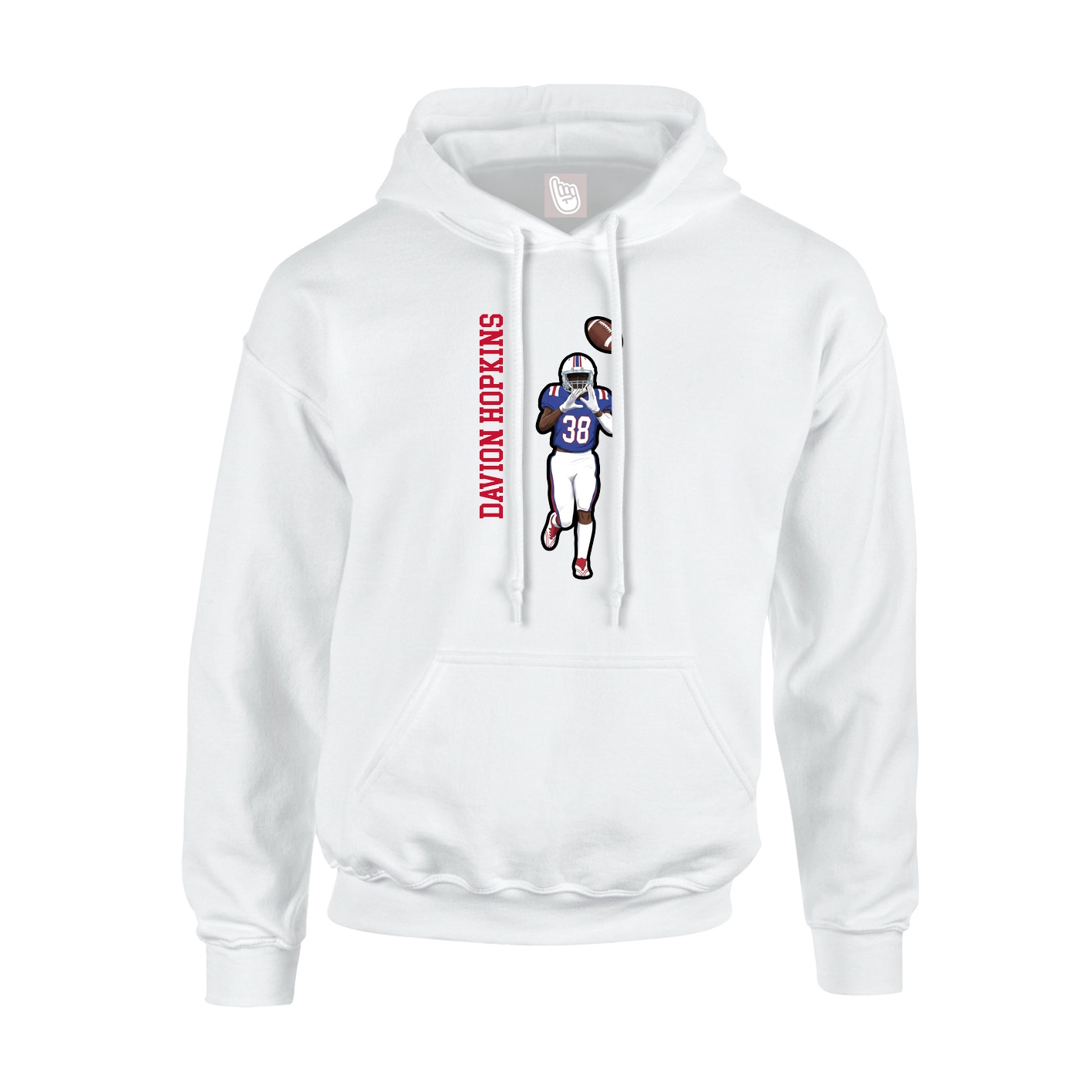 Youth Hoodie — Name Vertical in White