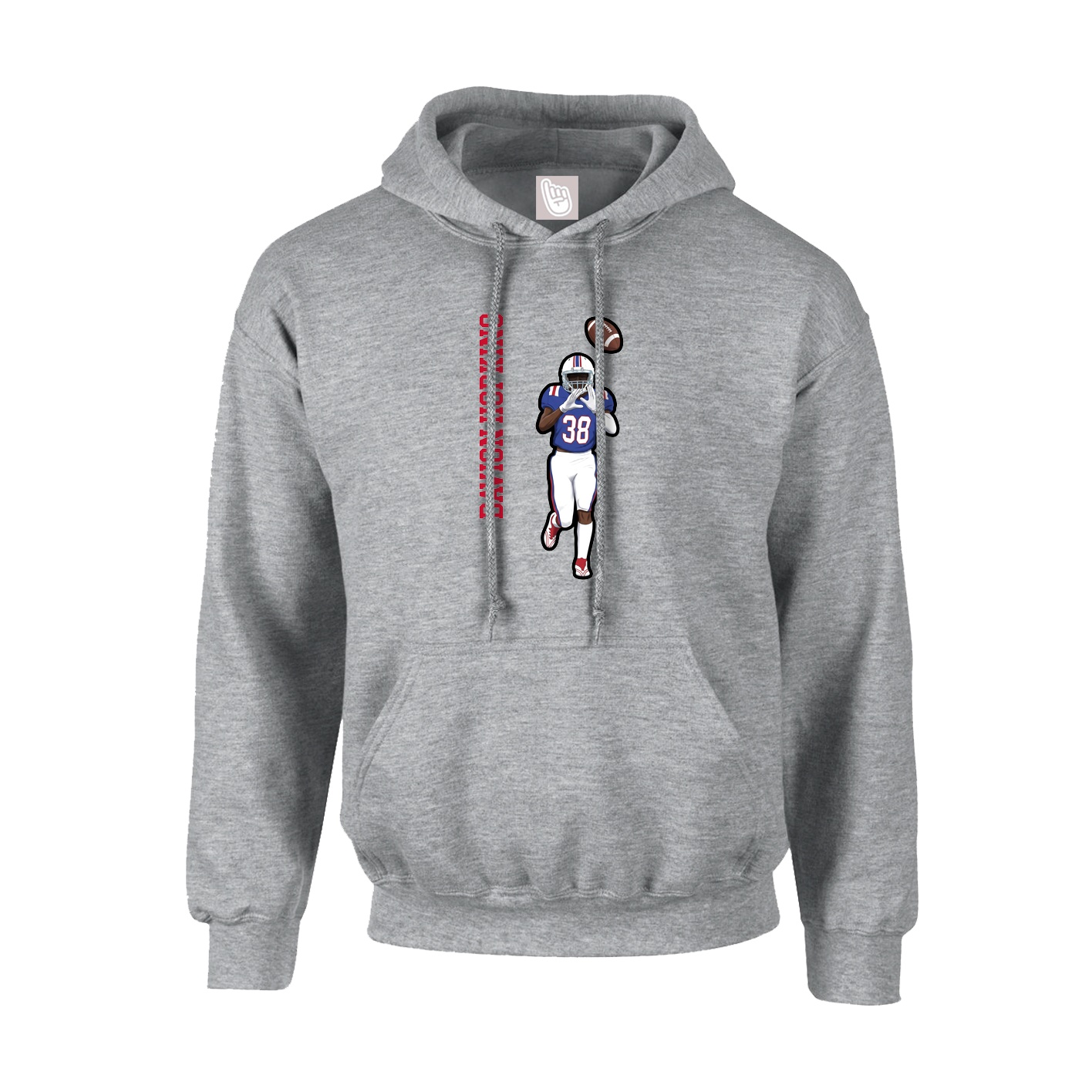 Youth Hoodie — Name Vertical in Grey