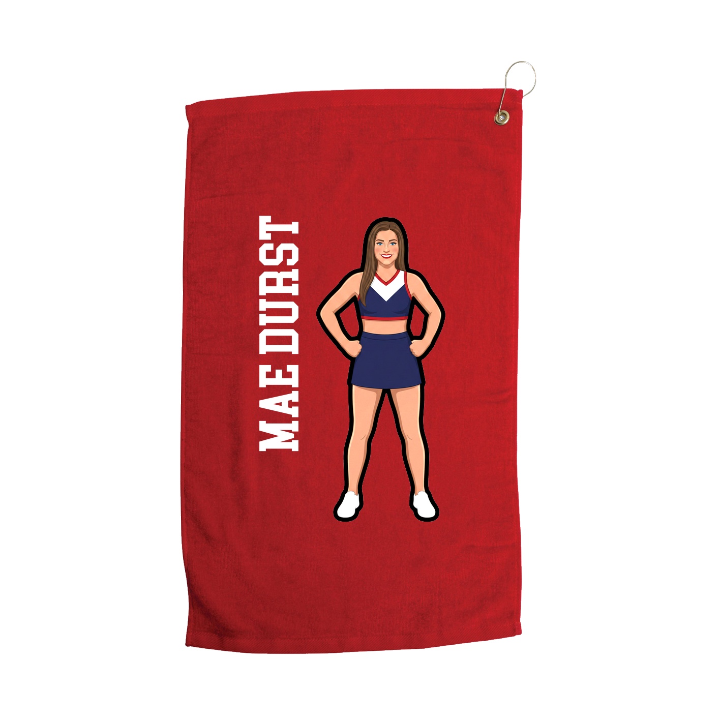 Golf Towel — Name Vertical in Red
