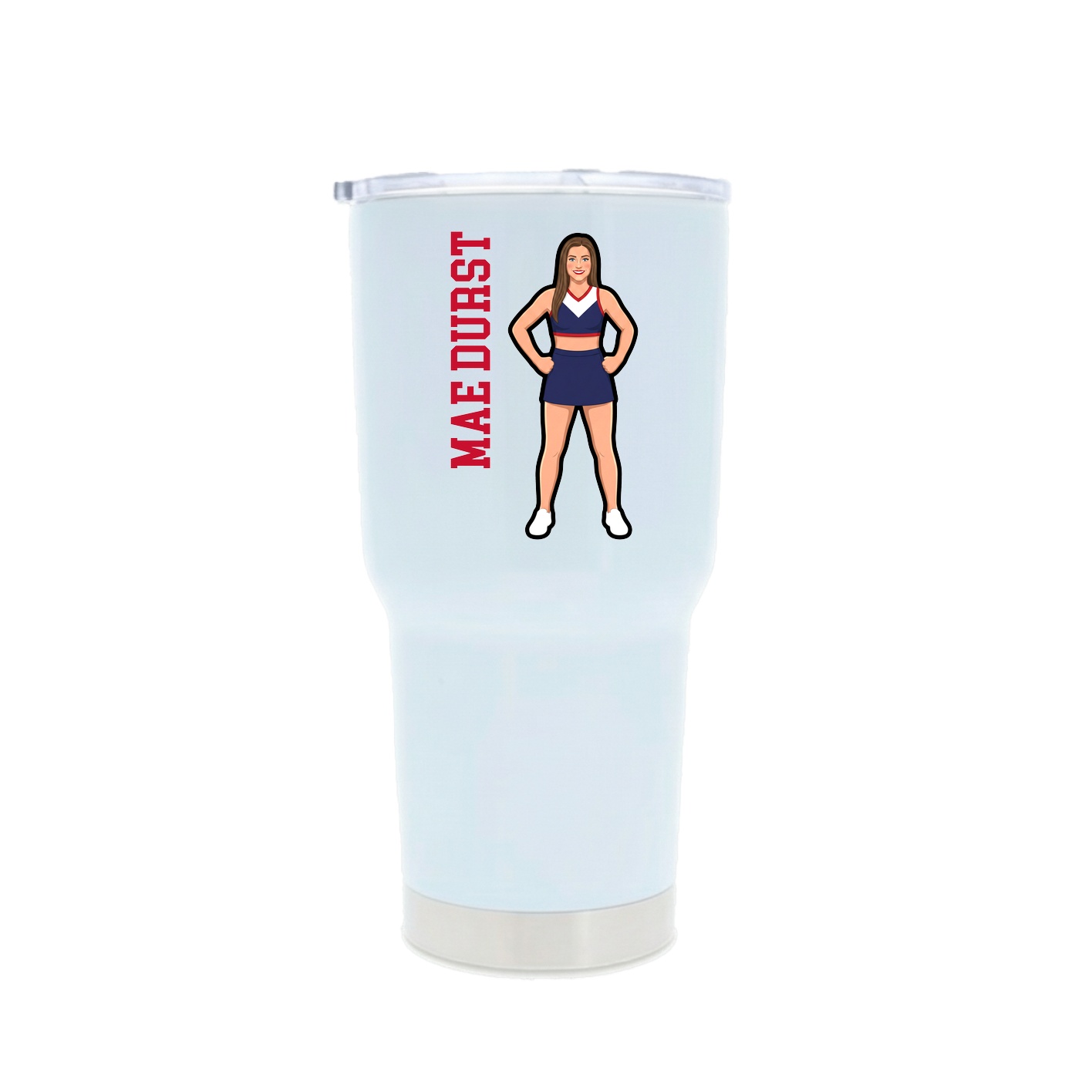 30oz Stainless Steel Tumbler — Name Vertical in White