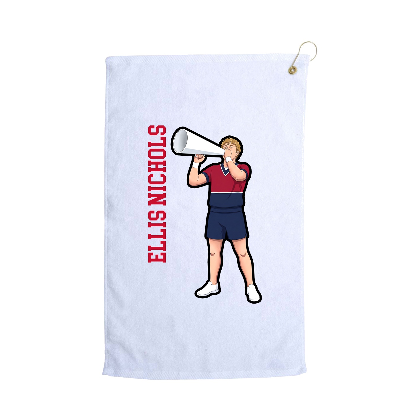 Golf Towel — Name Vertical in White