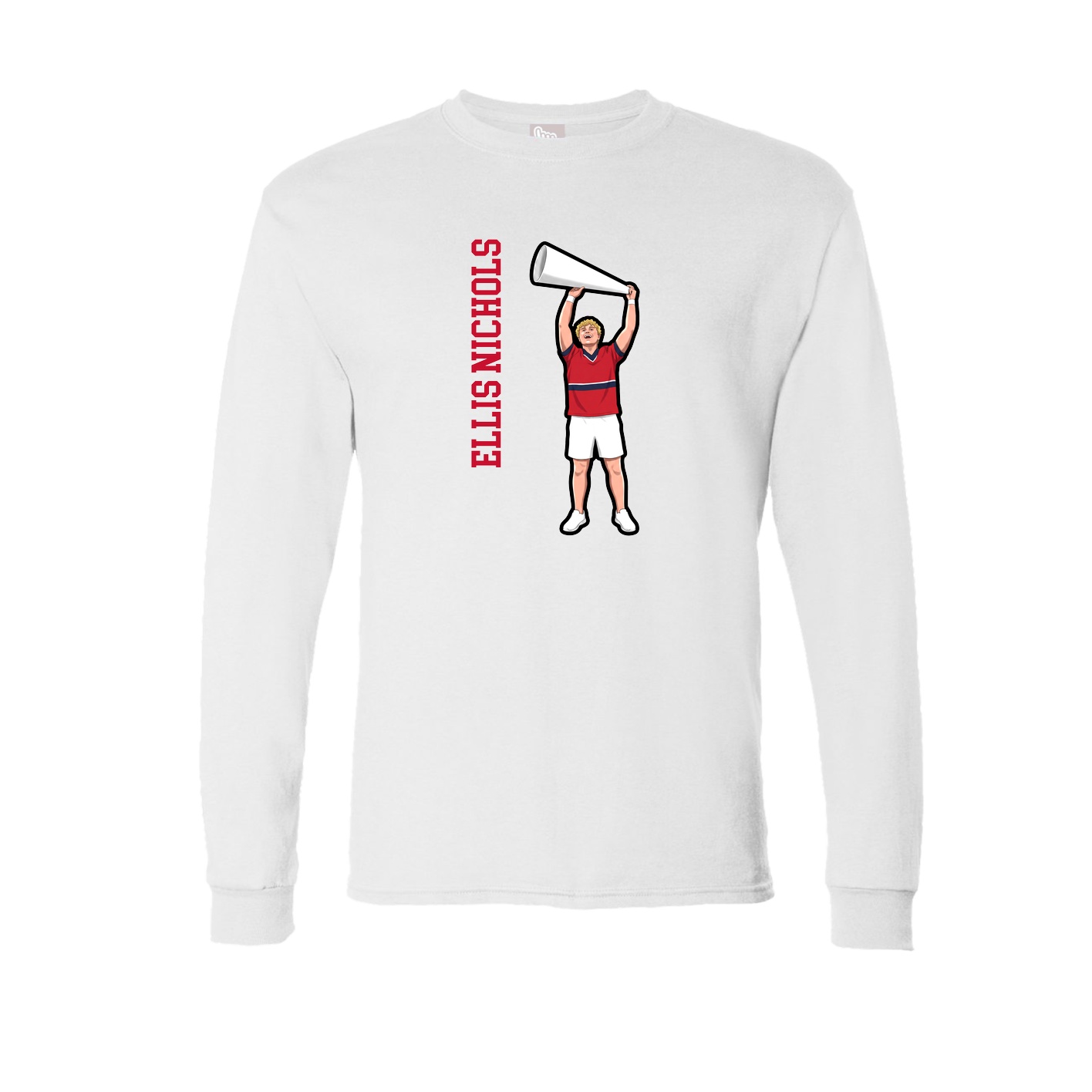 Long Sleeve Tee — Name Vertical in White