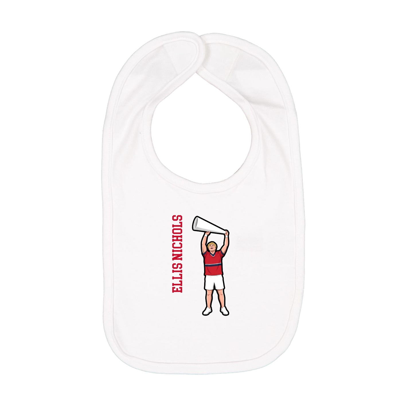 Infant Bib — Name Vertical in White