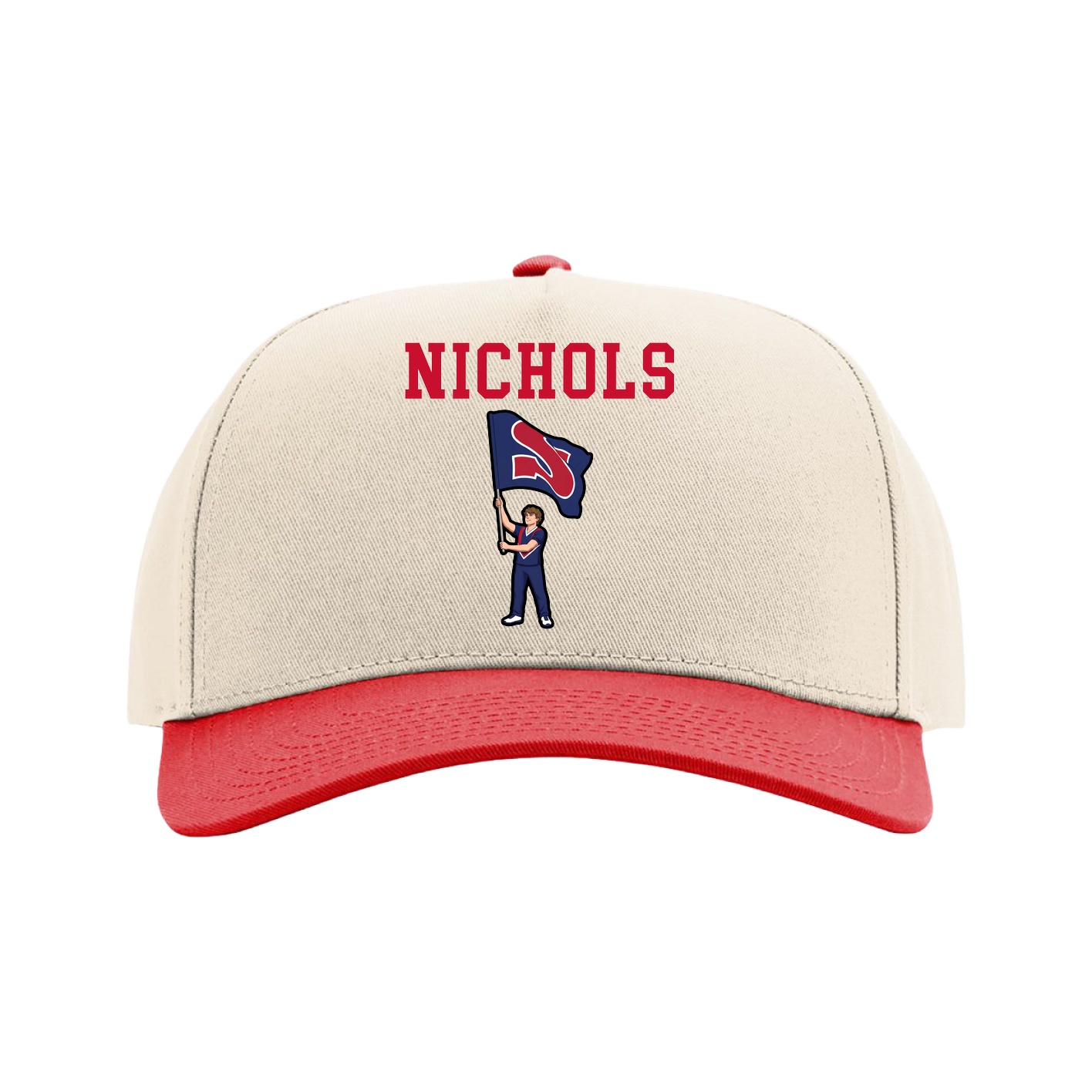 Full Fabric Five-Panel Champ Cap — Shirsey in Cream/Red