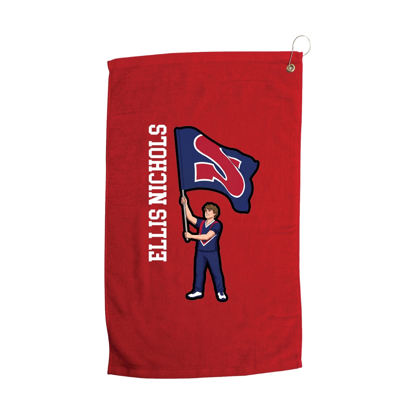 Golf Towel — Name Vertical in Red