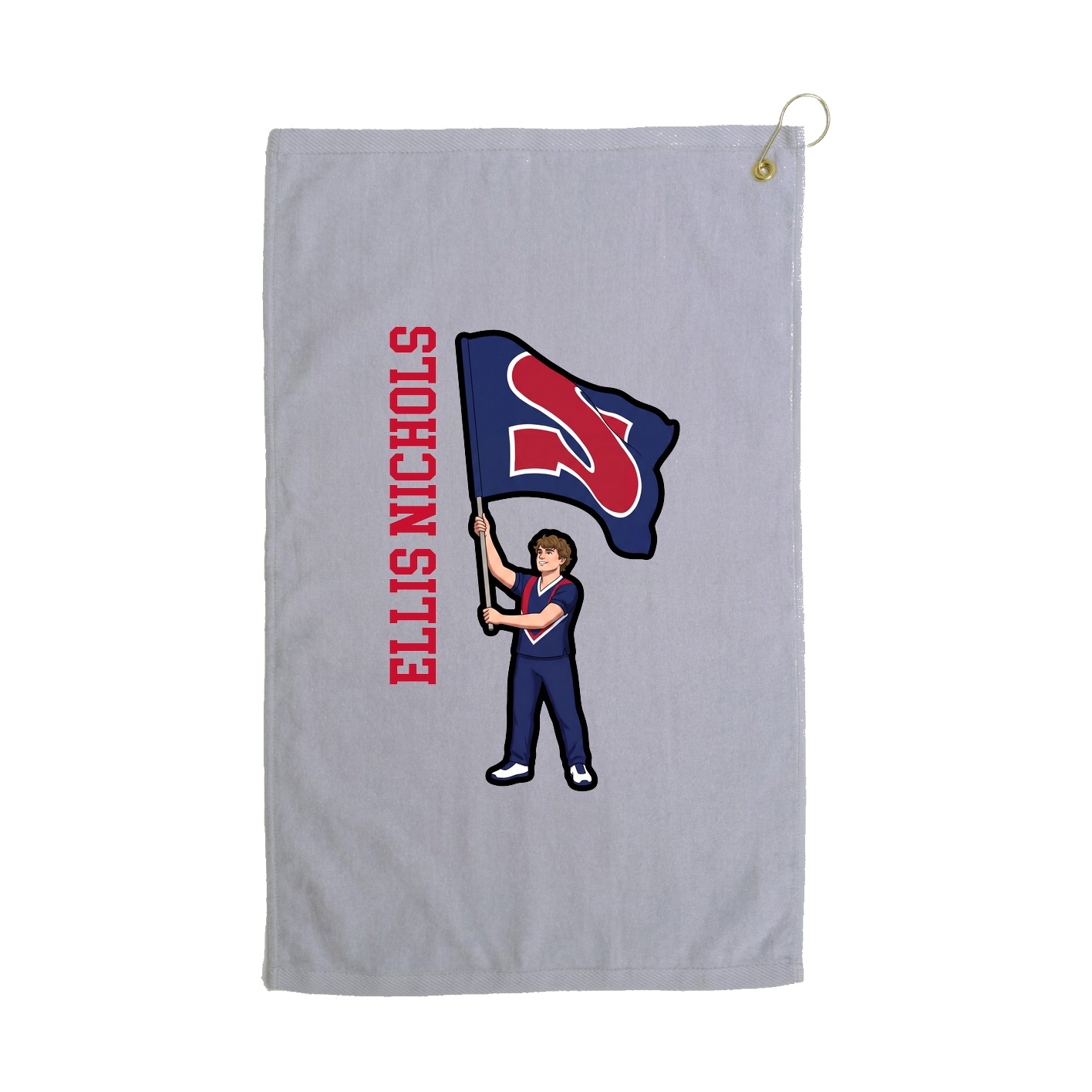 Golf Towel — Name Vertical in Grey
