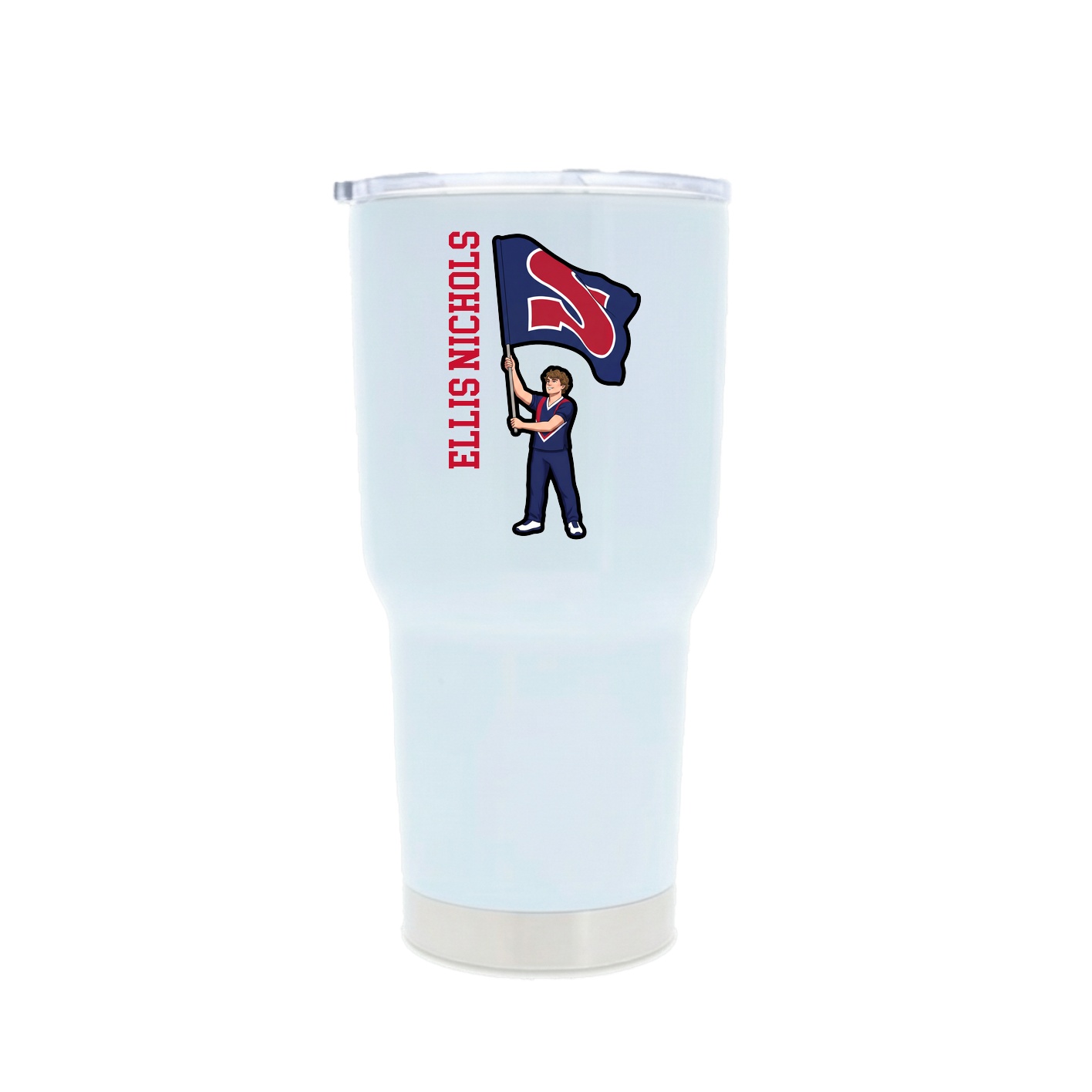 30oz Stainless Steel Tumbler — Name Vertical in White