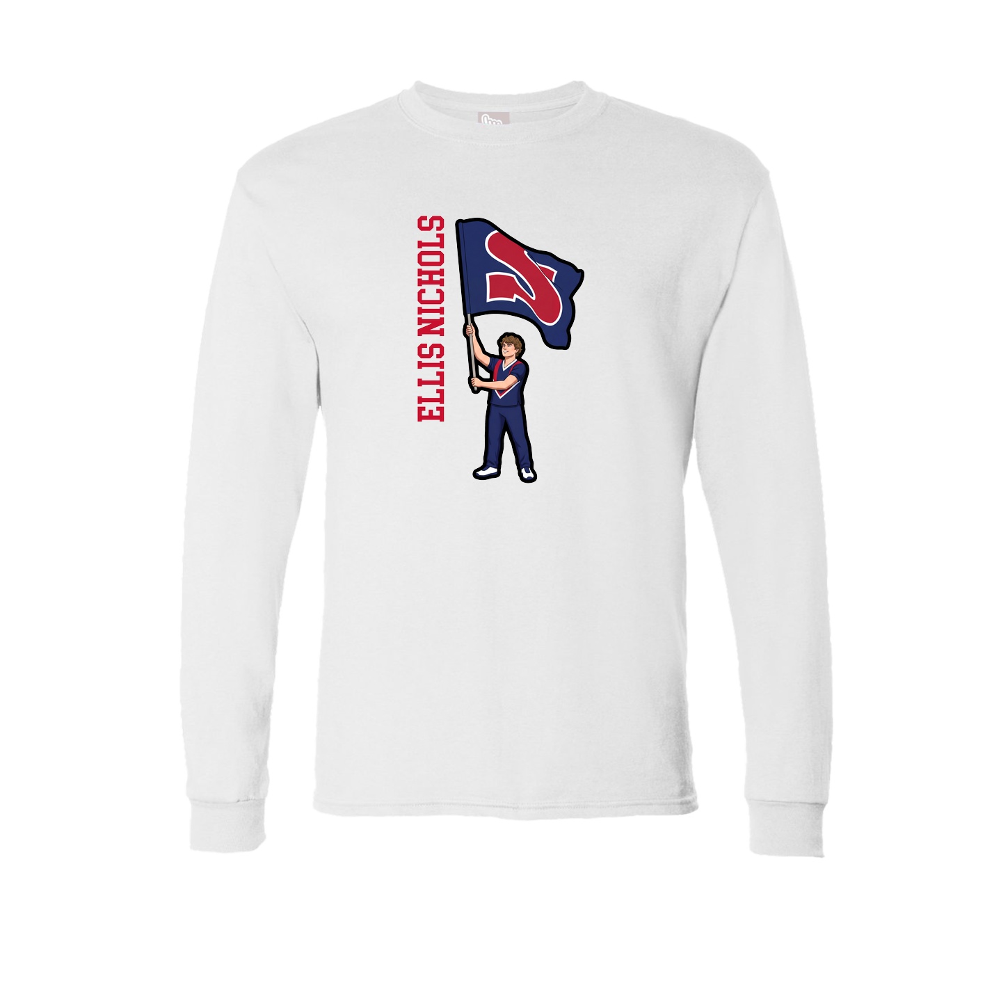 Long Sleeve Tee — Name Vertical in White
