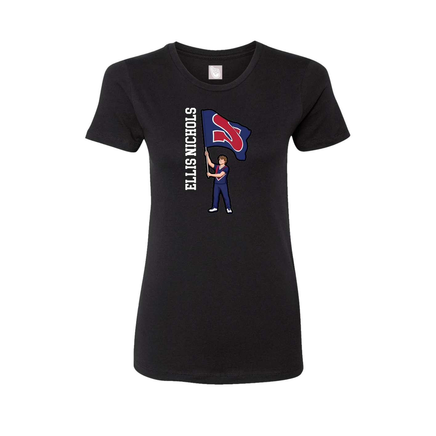 Fitted Women's Tee — Name Vertical in Black