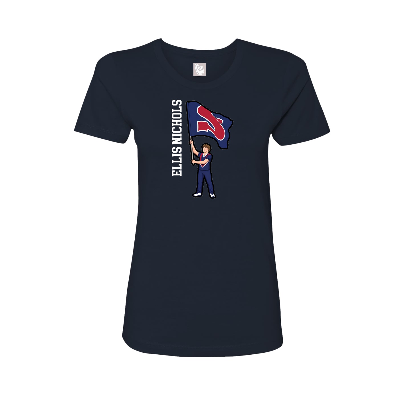 Womens Tee — Name Vertical in Navy