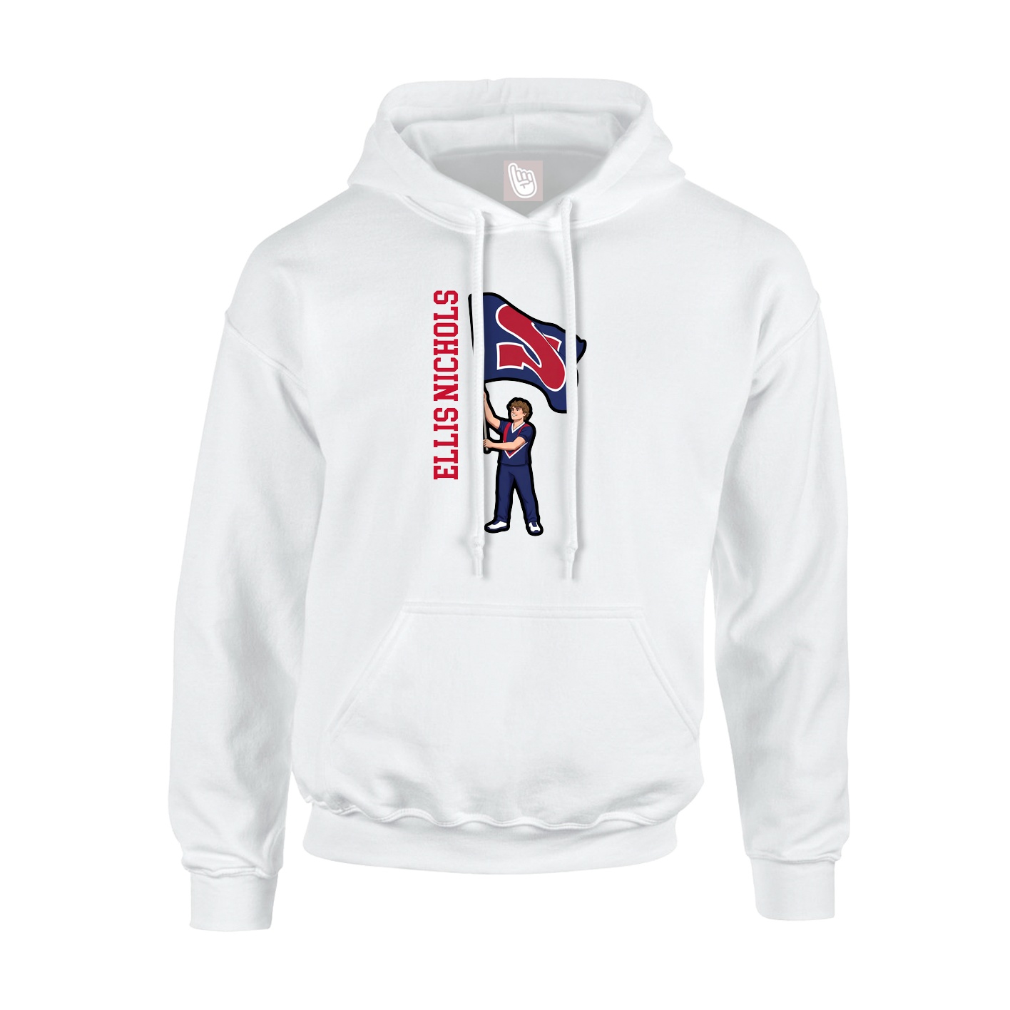 Youth Hoodie — Name Vertical in White