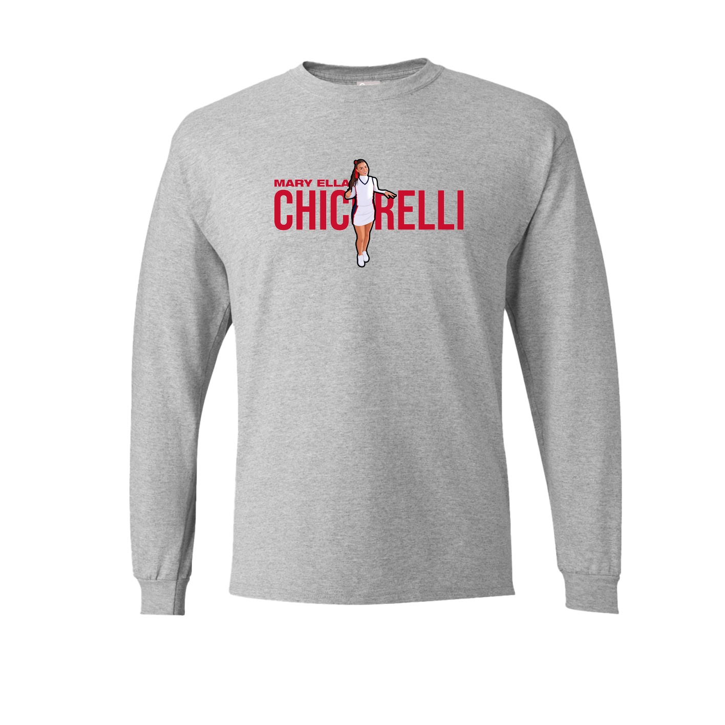 Long Sleeve Tee — Player Name in Grey