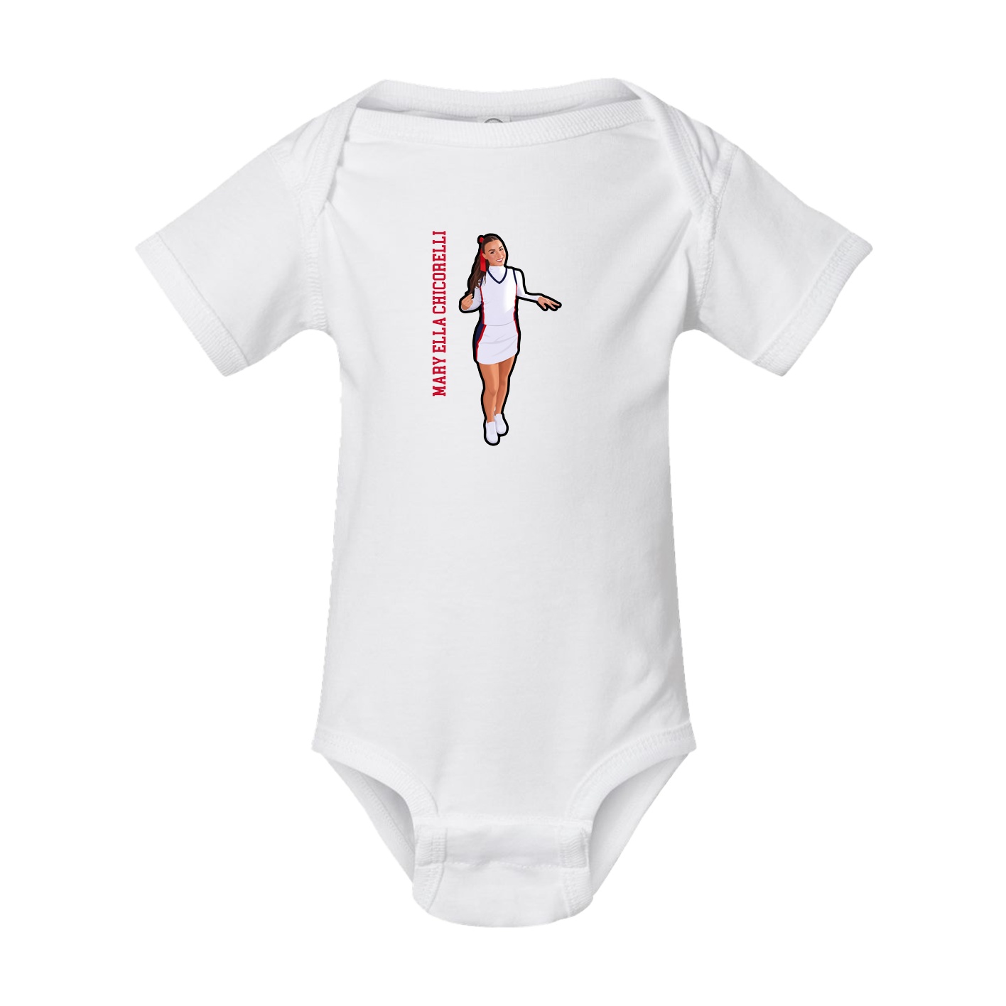 Baby Onesie — Name Vertical in White