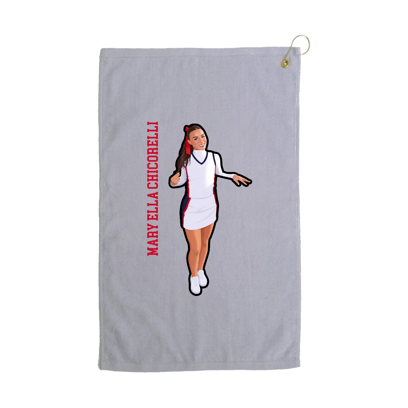 Golf Towel — Name Vertical in Grey