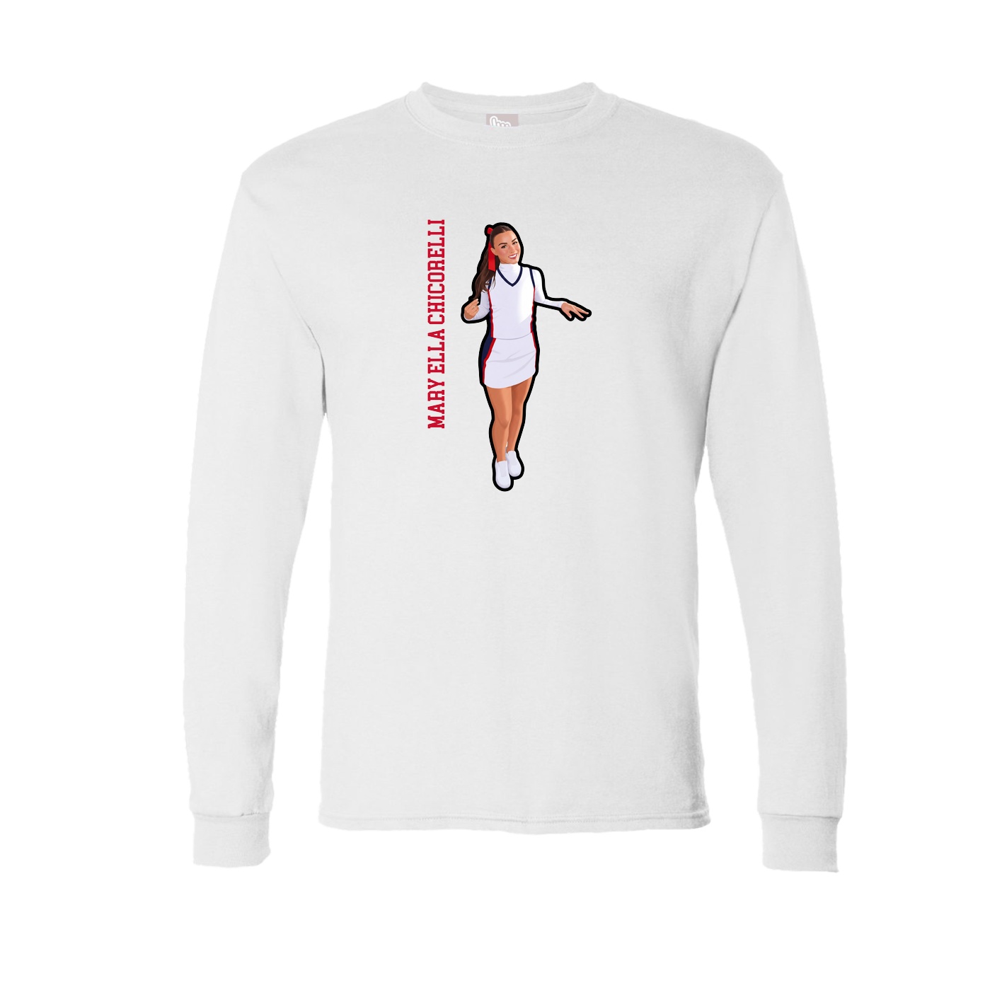 Long Sleeve Tee — Name Vertical in White