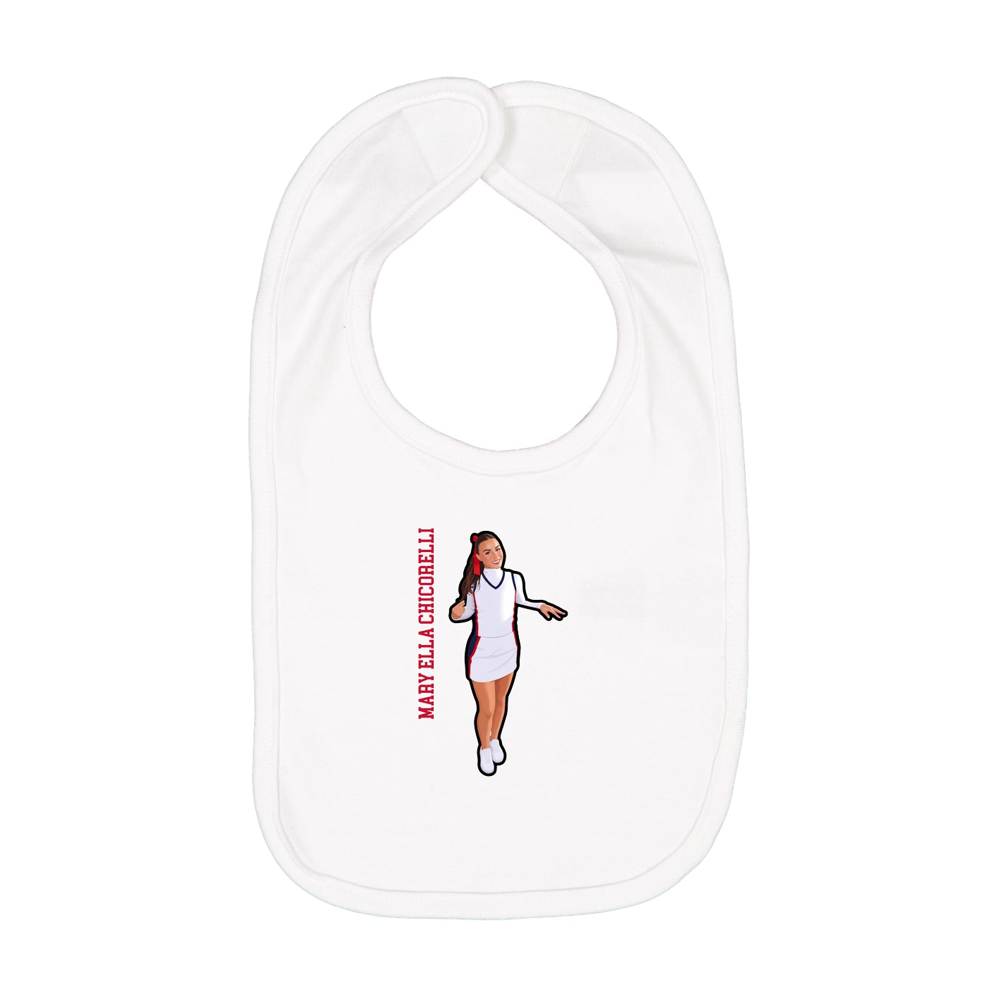 Infant Bib — Name Vertical in White